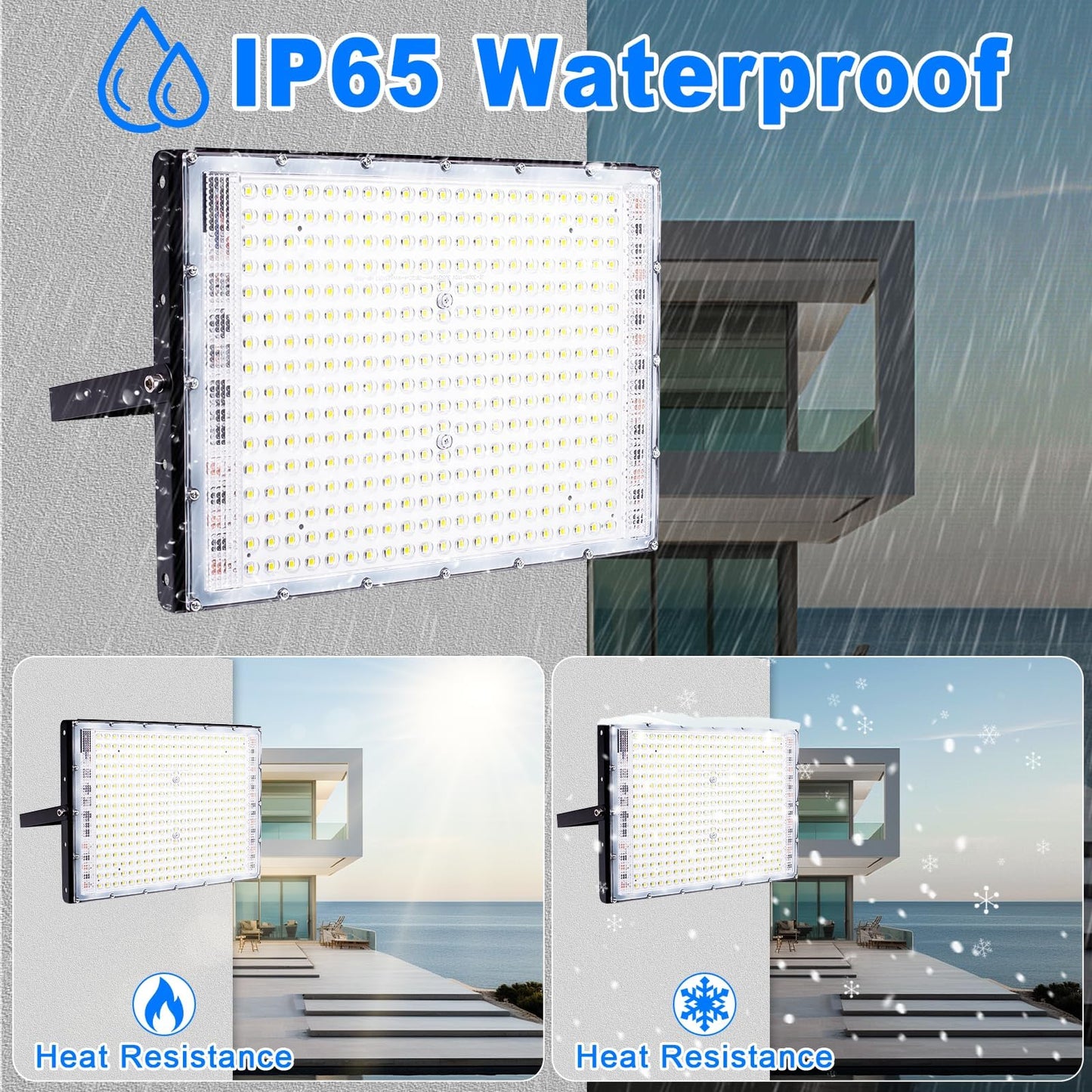300W LED Flood Light Outdoor, 2 Pack 30000LM LED Floodlight 6500K Daylight White Security Lights, IP65 Waterproof Exterior Lighting Led Work Light for Patio, Garden, Backyard, Lawn, Barn, Playground