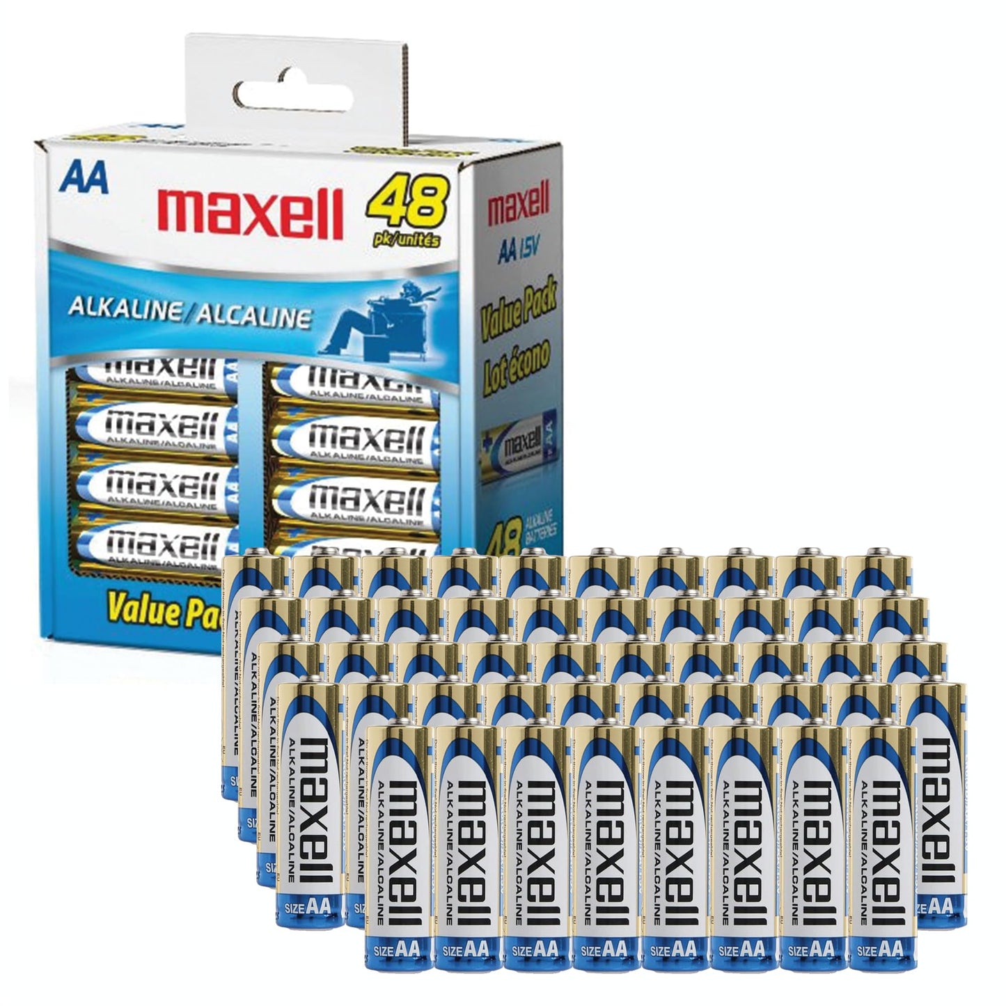 Maxell 723443 - LR648B Alkaline Batteries (AA; 48 pk; Box)
