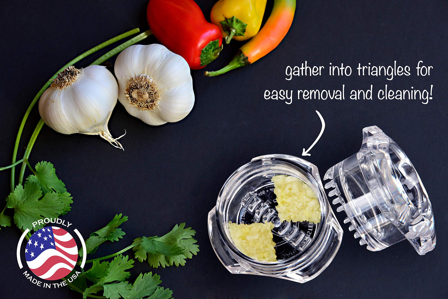 Garlic Mincer & Garlic Twister 4th Gen by Nextrend - Garlic Press & Grater in One - for Ginger, Herbs, Nuts & More, BPA-Free, Dishwasher Safe, 3-5 Clove Capacity - Green