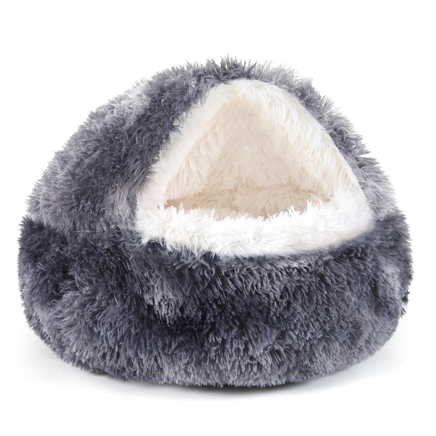NOYAL Dog Bed Round Hooded Plush Cat Cave Donut Anti Anxiety Fluffy Dog Bed for Small Medium Dog and Cat