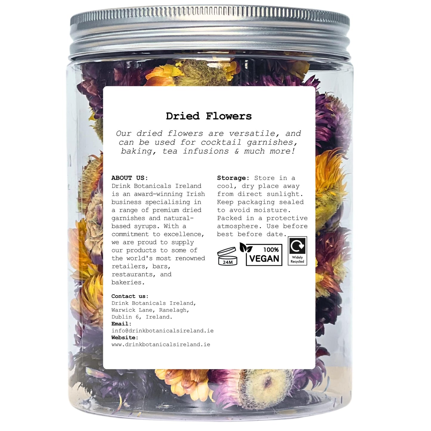 Edible Dried Mixed Flowers | 100% Natural & Edible | 50+ Flowers | Flowers for Garnishing Cocktails, Cake Decoration, Tea Infusions | 50G,1.76 Oz| Chrysanthemum Flowers | PETJar | Drink Botanicals