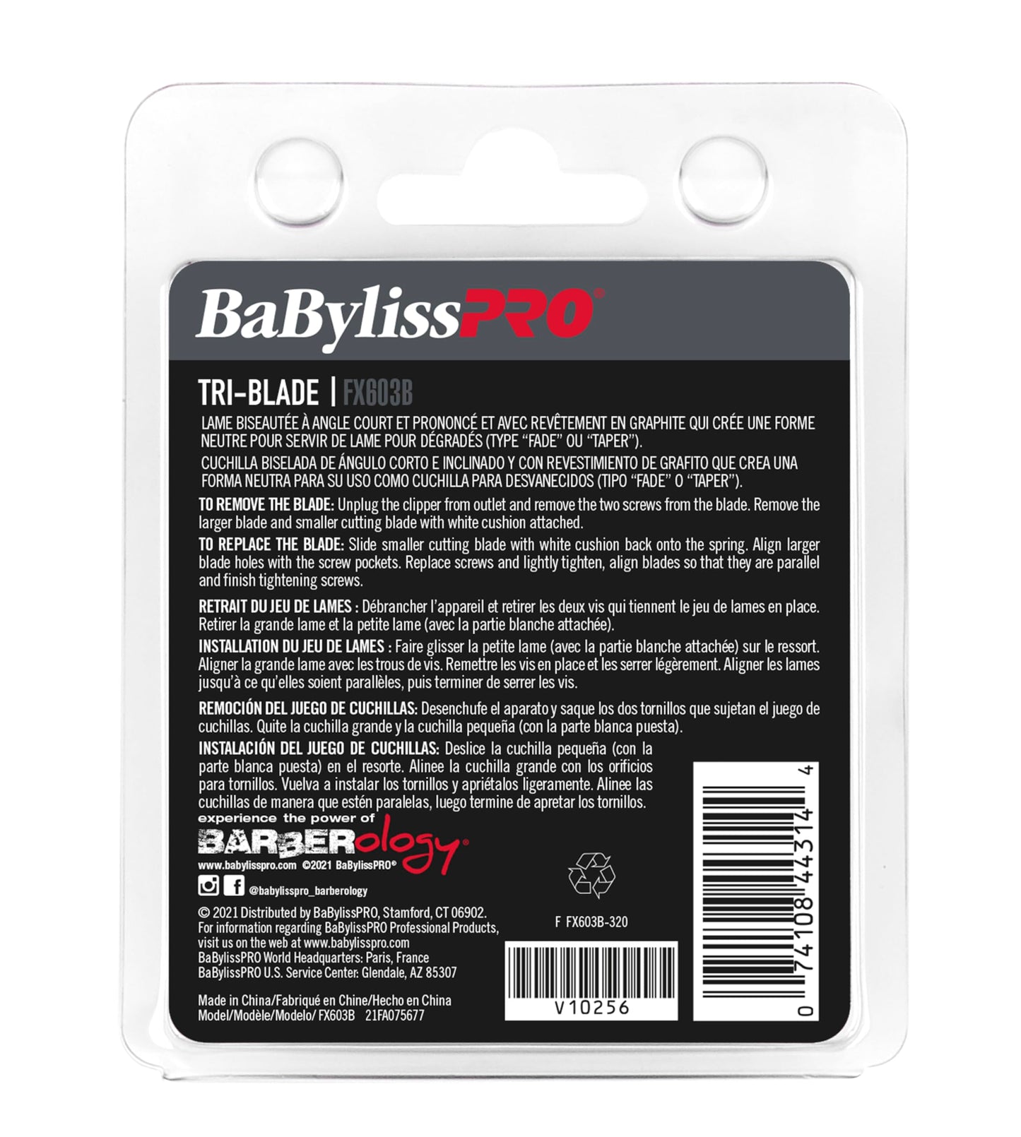 BaBylissPRO Barberology Black Graphite Replacement Tri Wedge Replacement Clipper Blade (FX603B)
