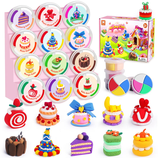 Air Dry Clay for Kids, 12 Boxes Modeling Clay Kit, DIY Molding Clay with Sculpting Tools and Tutorial, Ultra Light, Safe & Non-Toxic, Arts and Crafts Toys Birthday Christmas Gifts for Boys Girls