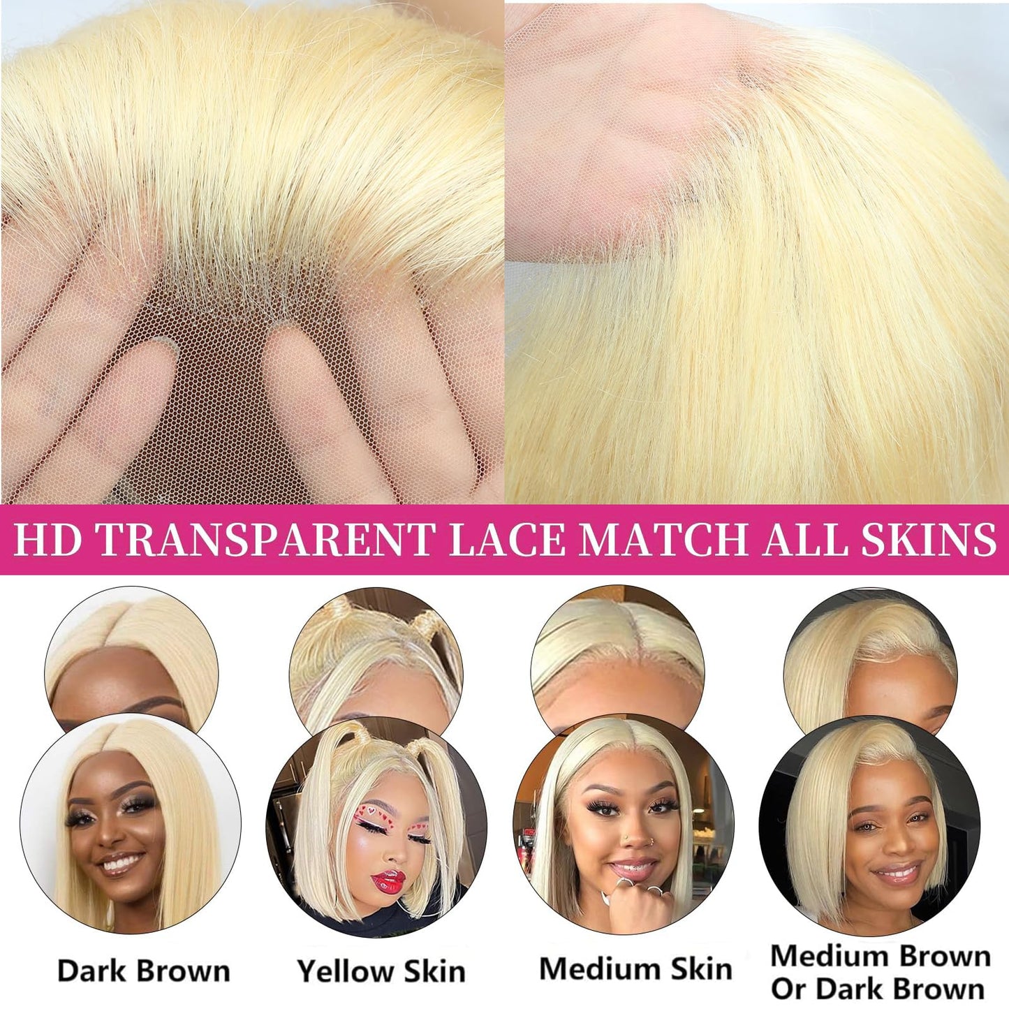 Bob Wig Human Hair 13x4 Lace Front Wigs Human Hair Pre Plucked with Baby Hair 150% Density Short Bob Wigs for Women Straight Bob Frontal Wigs Human Hair Natural Color(10inch, 613color bob wig)