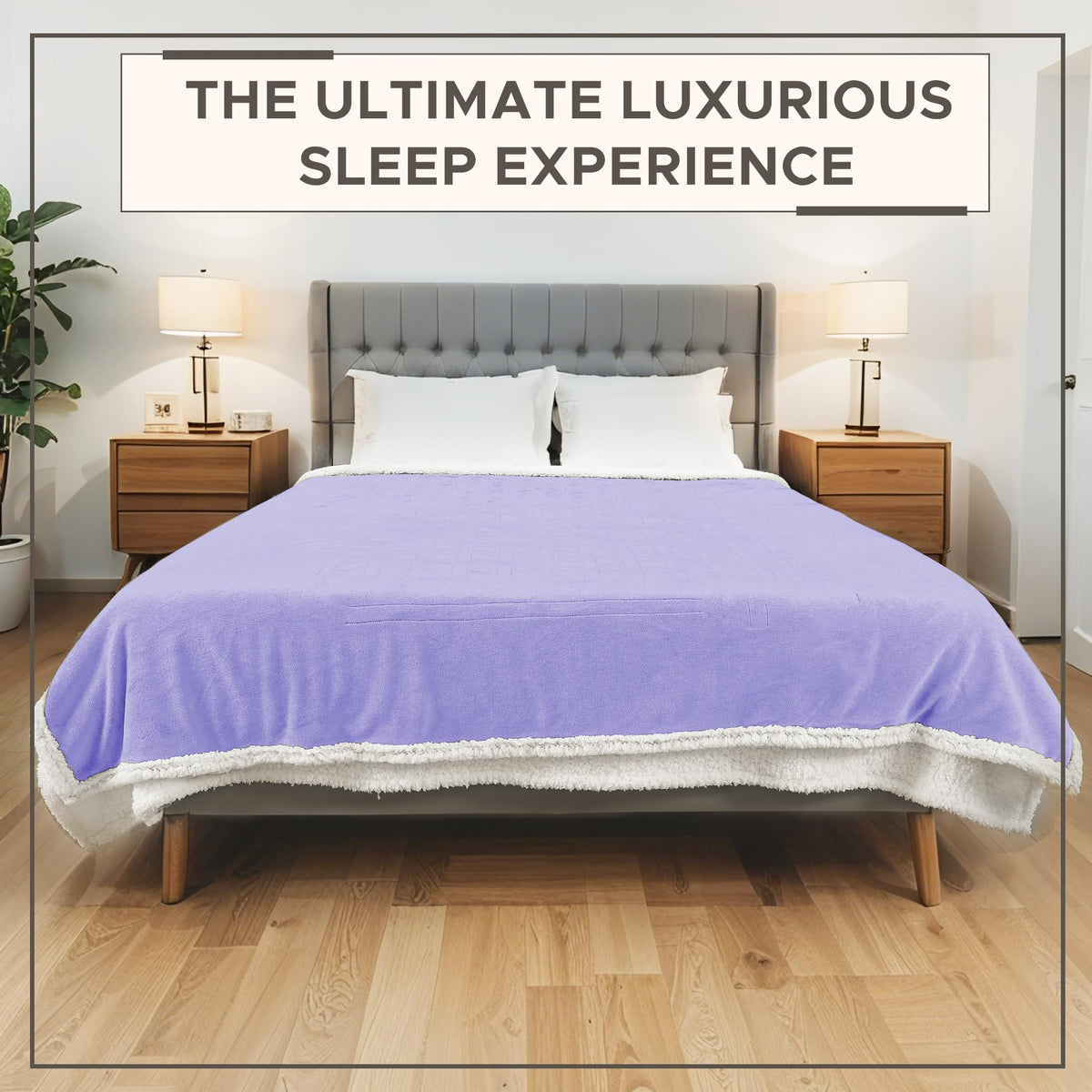 Full Size Electric Heated Blanket 72"x84", 4 Heat Modes,10H Auto Off,Soft Microplush & Sherpa Fabric,Overheat Protection,No Central Heating,Dual Bed Sofa Use,Washable,Winter Gift,Light Purple