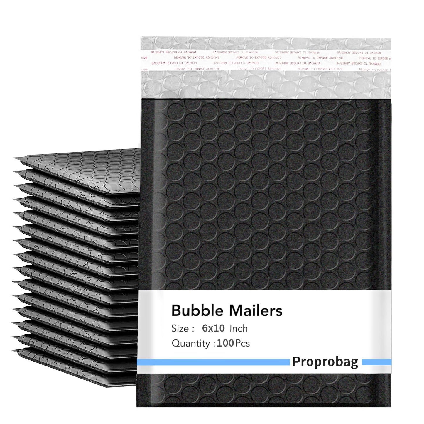Proprobag 6x10 Bubble Mailers 100 Pack - Usable Size 6x9 Heavy Duty Padded Mailer with Self Seal, Waterproof Shipping Envelopes, Bubble Wrap Protection for Ecommerce, Non See Through