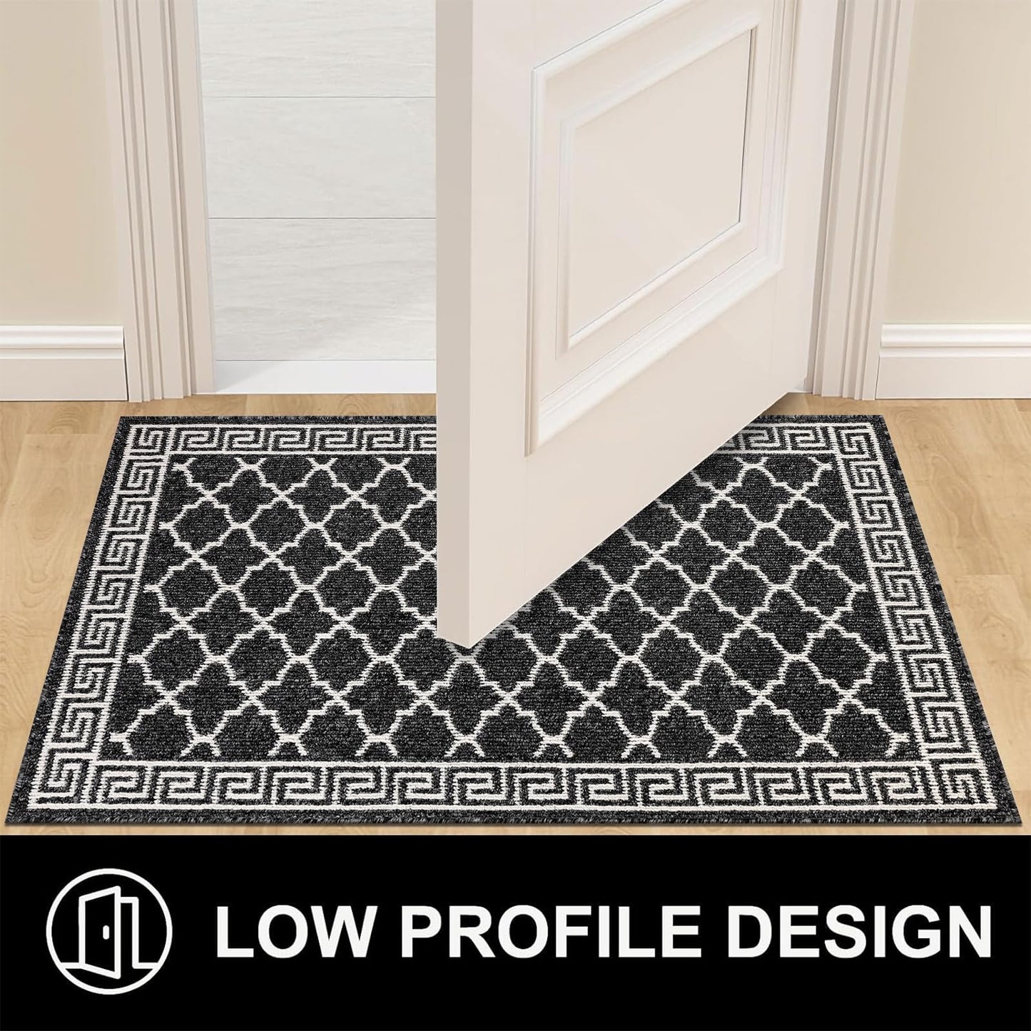 Pauwer Indoor Doormat for Entryway 36"x59" Non-Slip Absorbent Resist Dirt Entrance Mat, Washable Front Door Mat Welcome Mat Low-Profile Inside Floor Mat for Entry Kitchen Laundry Room, Black