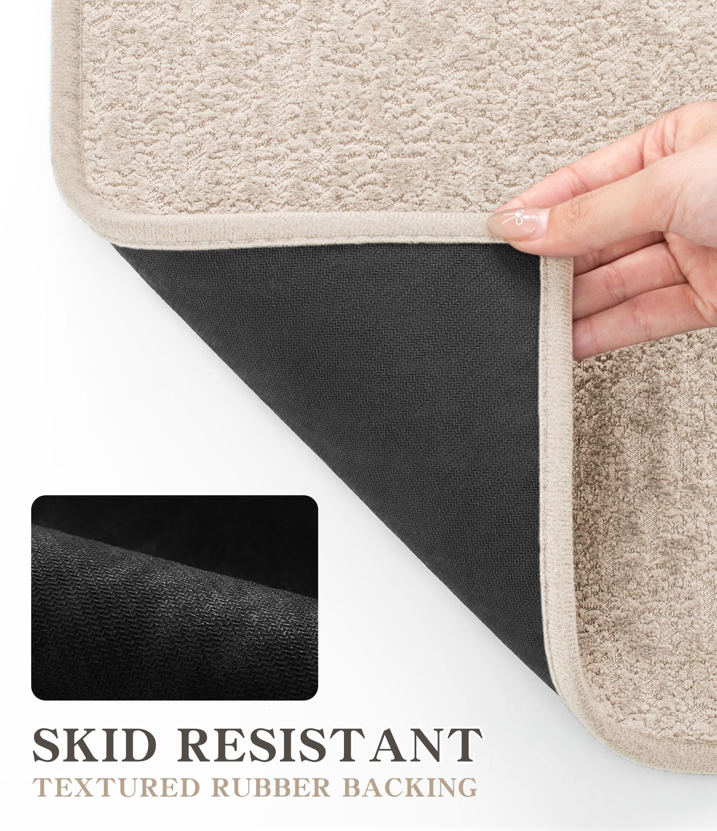 YIHOUSE Bath Mat Sets 2 Piece,Absorbent Quick Dry Bathroom Mat, Bath Mats for Bathroom Rugs Non Slip Washable Thin Bath Rug Fit Under Door,Light Beige