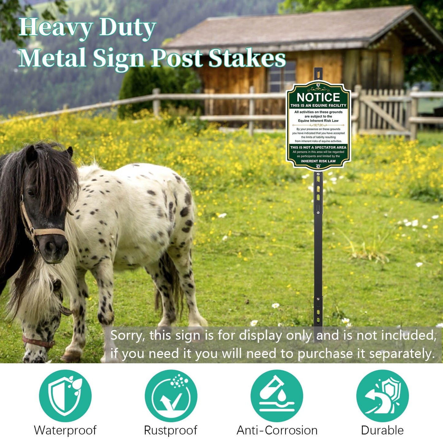 Danoib Yard Sign Stakes, 4.3ft Heavy Duty Sign Stake Post, Rust, Wind & Dust Resistant Sturdy Metal Stake for Ground Yard Lawn Fits Sign 7 to 14 Inch