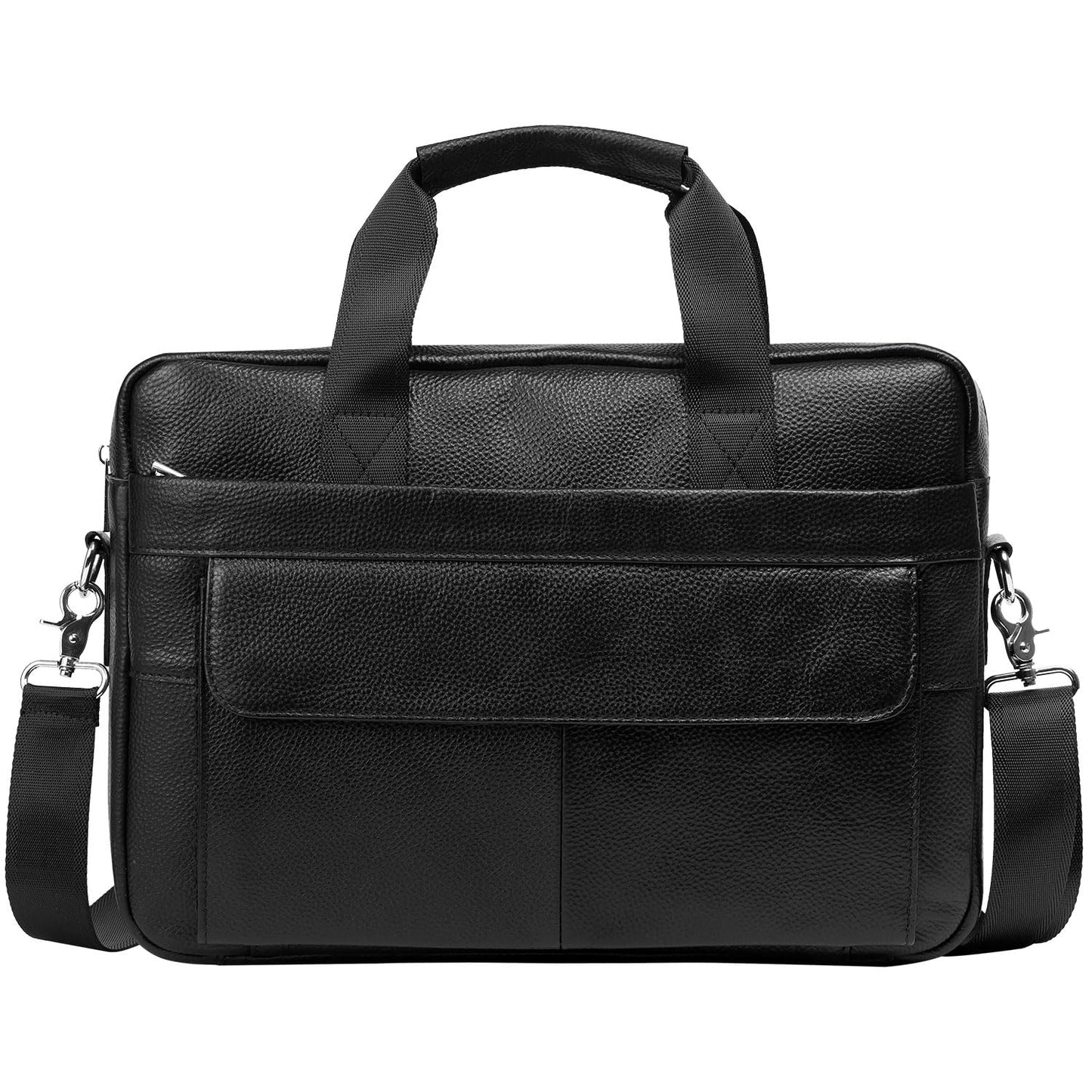 Leather Briefcase Laptop Bag Messenger Shoulder Work Bag Crossbody Handbag for Business Travelling Christmas for Men (CFC-Black)