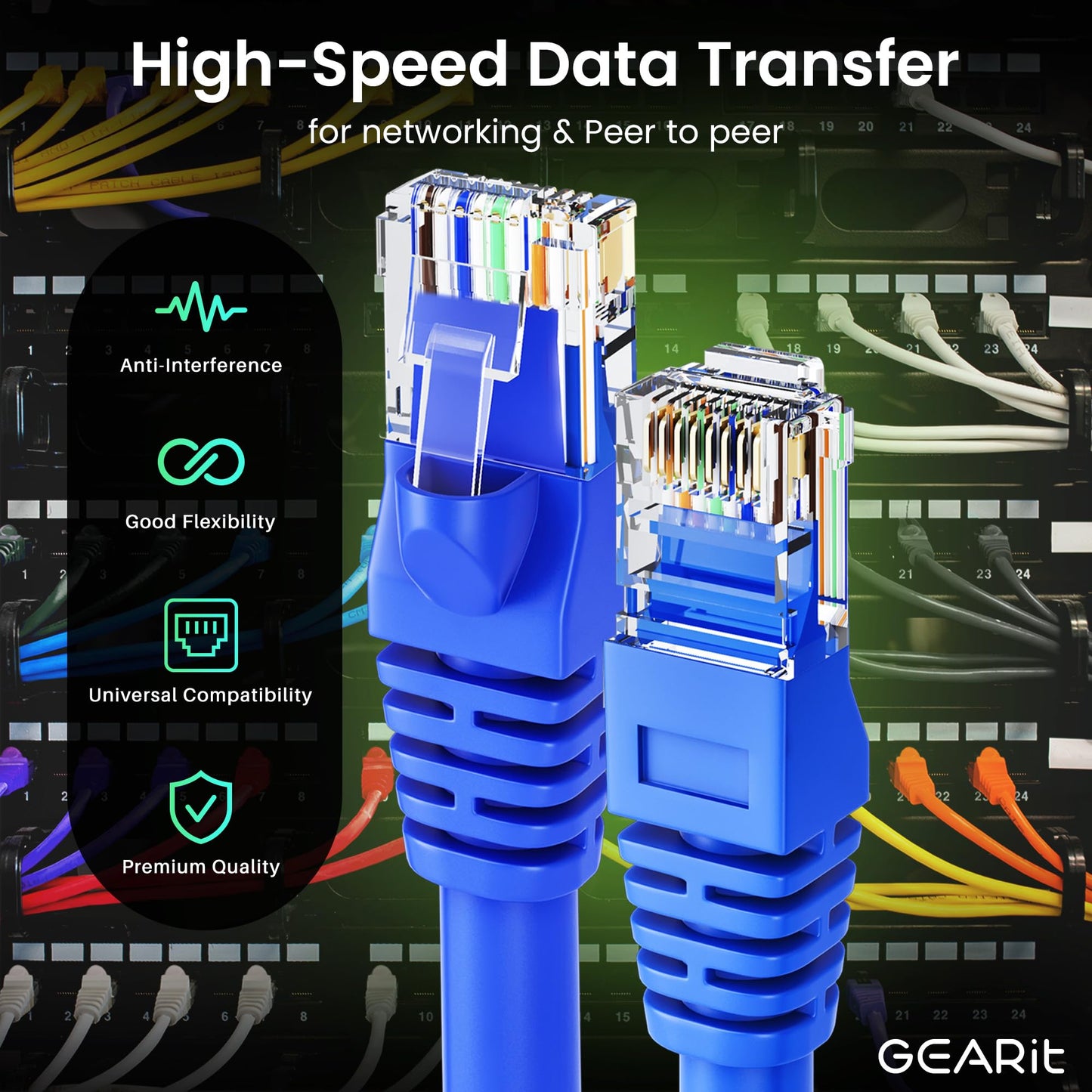 GearIT 50-Pack, Cat 6 Ethernet Cable Cat6 Snagless Patch 1 Foot - Snagless RJ45 Computer LAN Network Cord