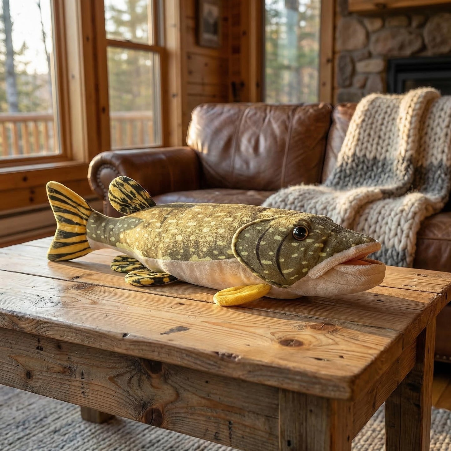 Realistic Northern Pike Fish Stuffed Plush Toy - Simulation 18.5” Lifelike Depth Ocean Animals Pike Plushie Toys Figur, Super Soft Sea Creatures Fish Model Plush Toy Gift Collection for Kids