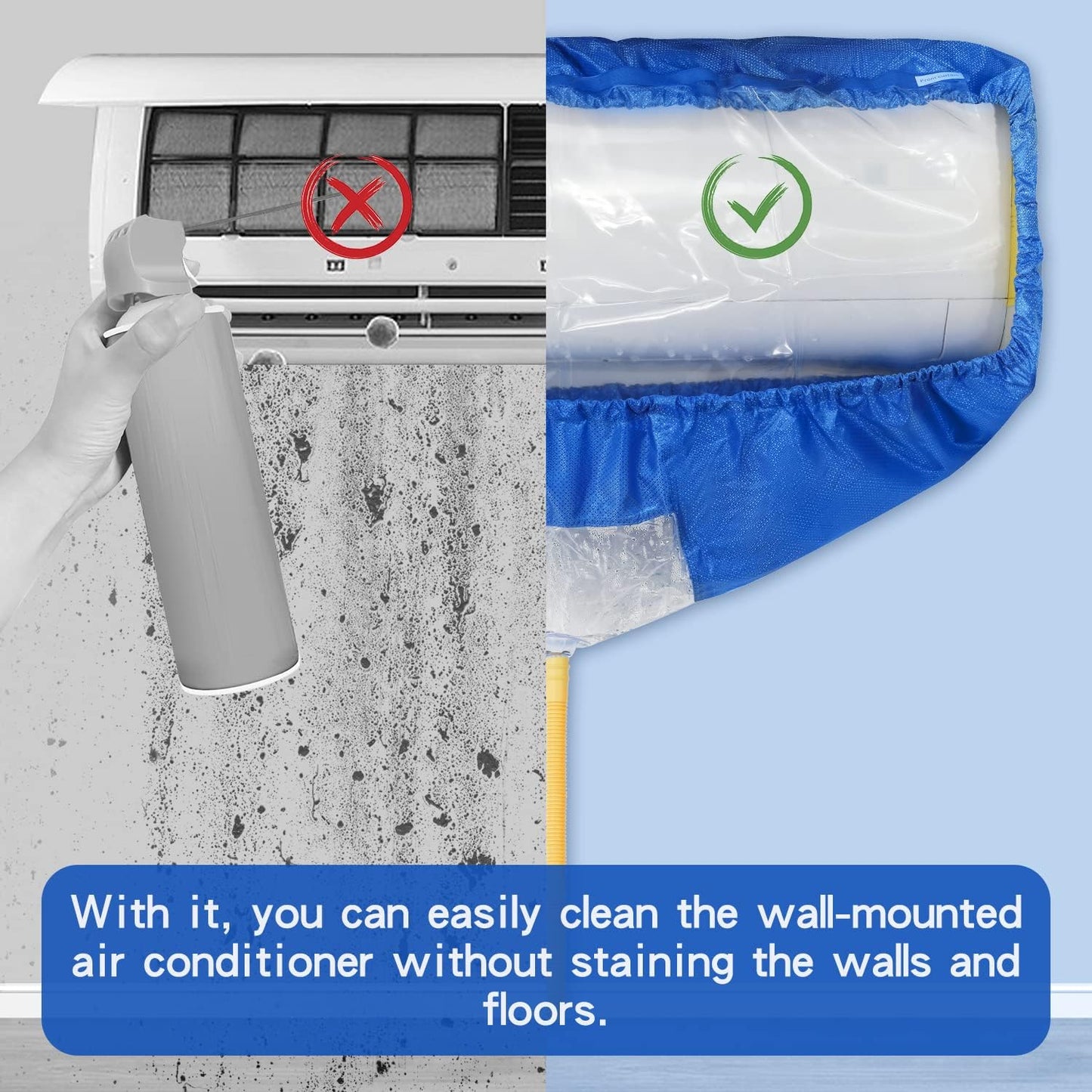 Split Air Conditioning Service Bag with Water Pipe, Wall Mounted Air Conditioning Cleaning Kit (Large)