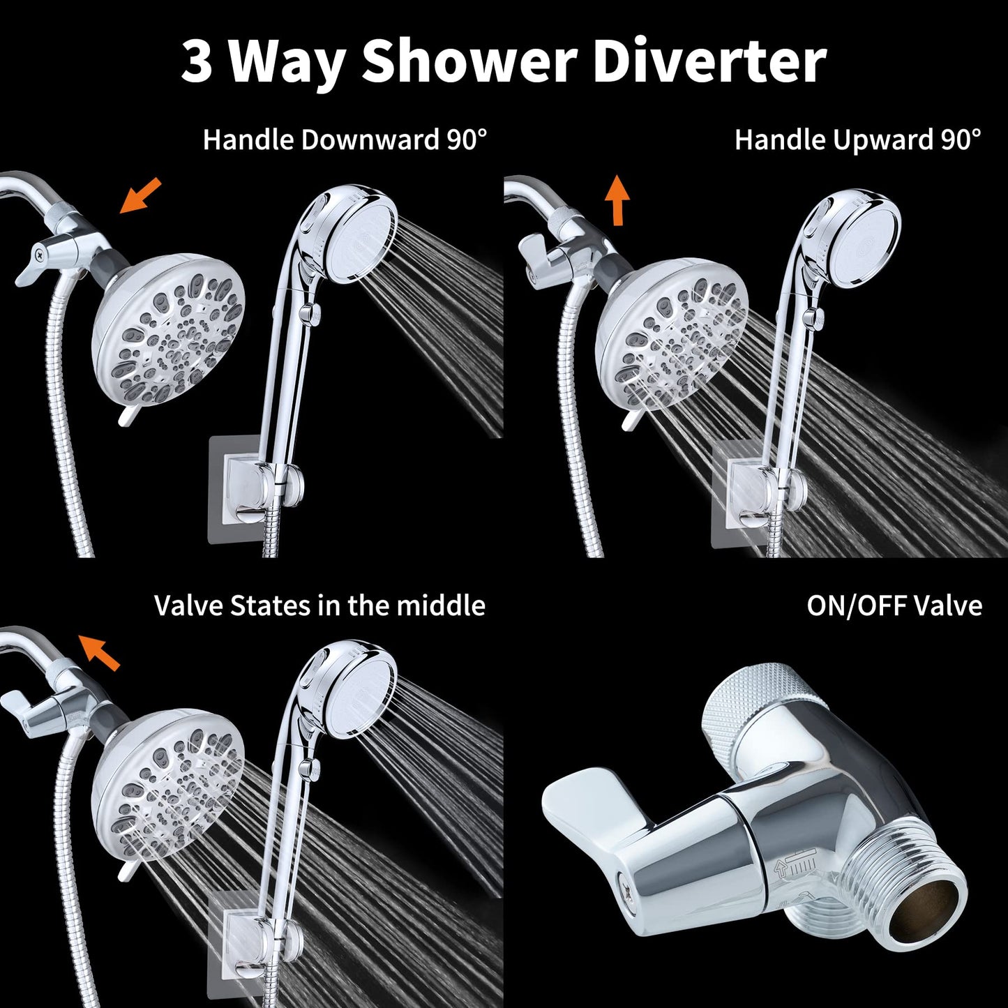 Hibbent Dog Shower Sprayer Attachment Set for Pet Bathing and Dog Washing with Brass Shower Arm Diverter Valve, Handheld Shower Head,Bathroom Hose Sprayer Head Kit