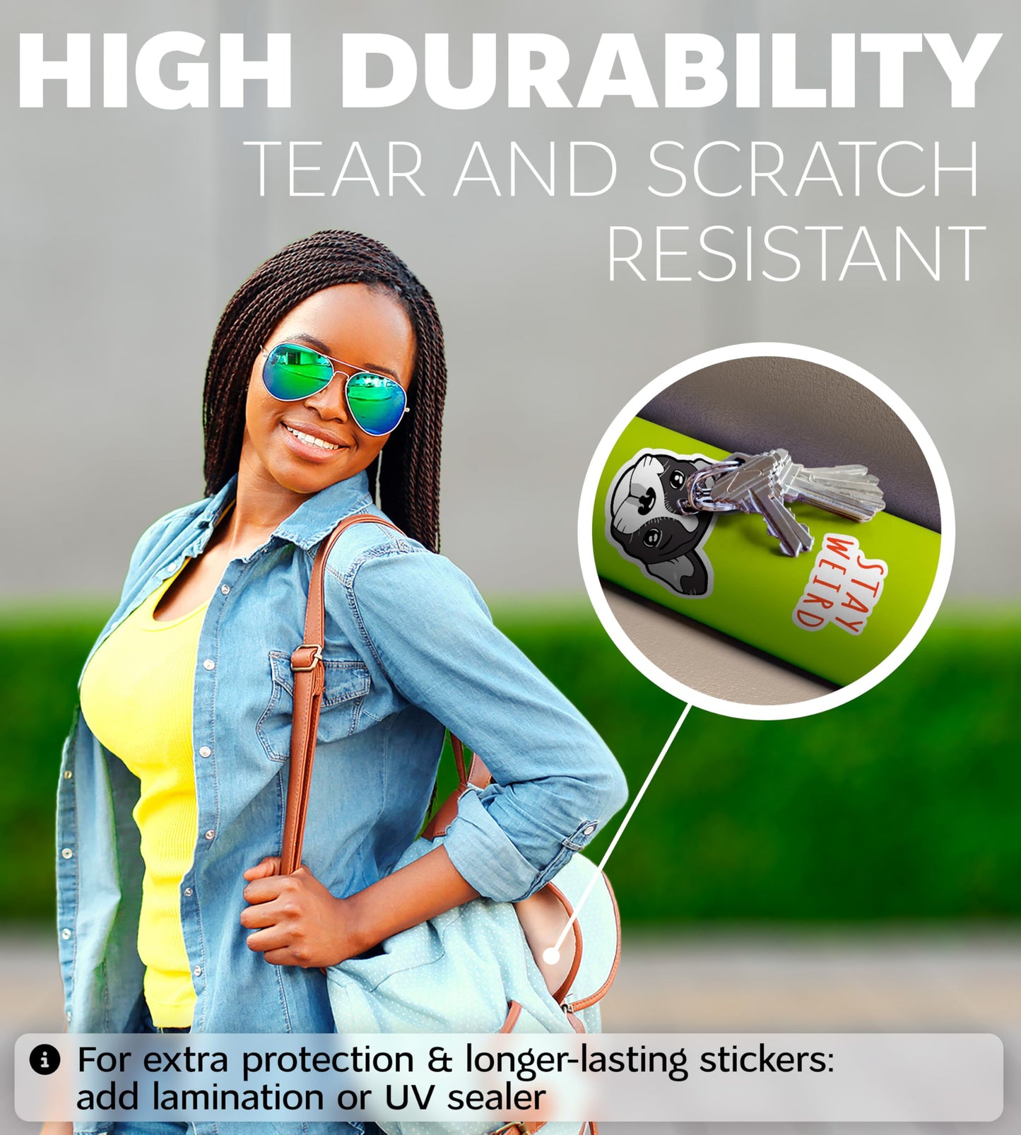 Premium Printable Vinyl Sticker Paper for Inkjet Printer and Laser - 50 White Glossy Sticker Paper Waterproof - Durability Adhesive Paper 8.5 x 11, Fast Dry, Holds Ink Well, Great for Cutting Machines