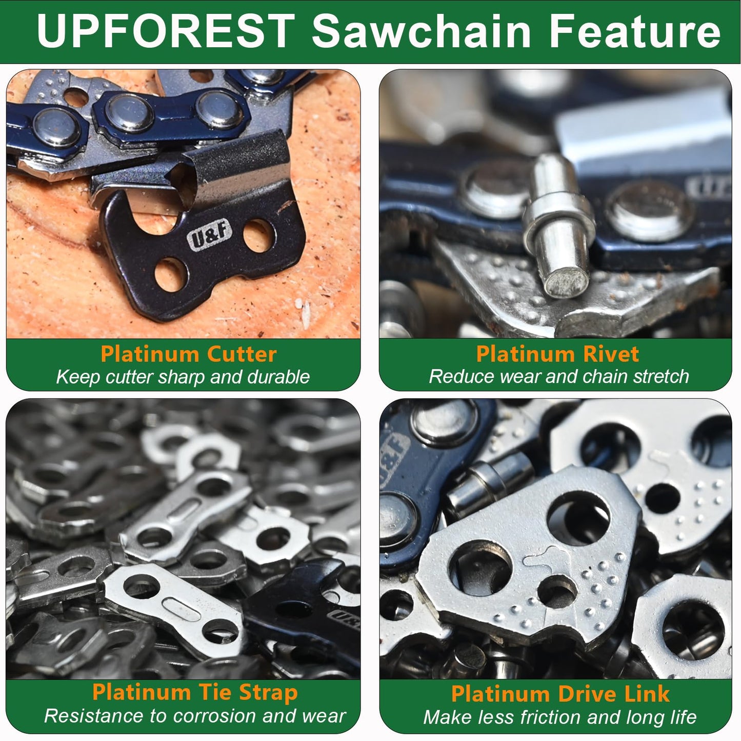 18 Inch Chainsaw Chain .325" Pitch .050" Gauge, 72 Drive Links Fits Husqvarna 440 445,POULAN 295, 315, RYOBI RY10518,MAKITA DCS430,JONSERED CS2245,Husqvarna 36*, 40, 41*,Echo CS-400EVL,H72 (3 Chains)