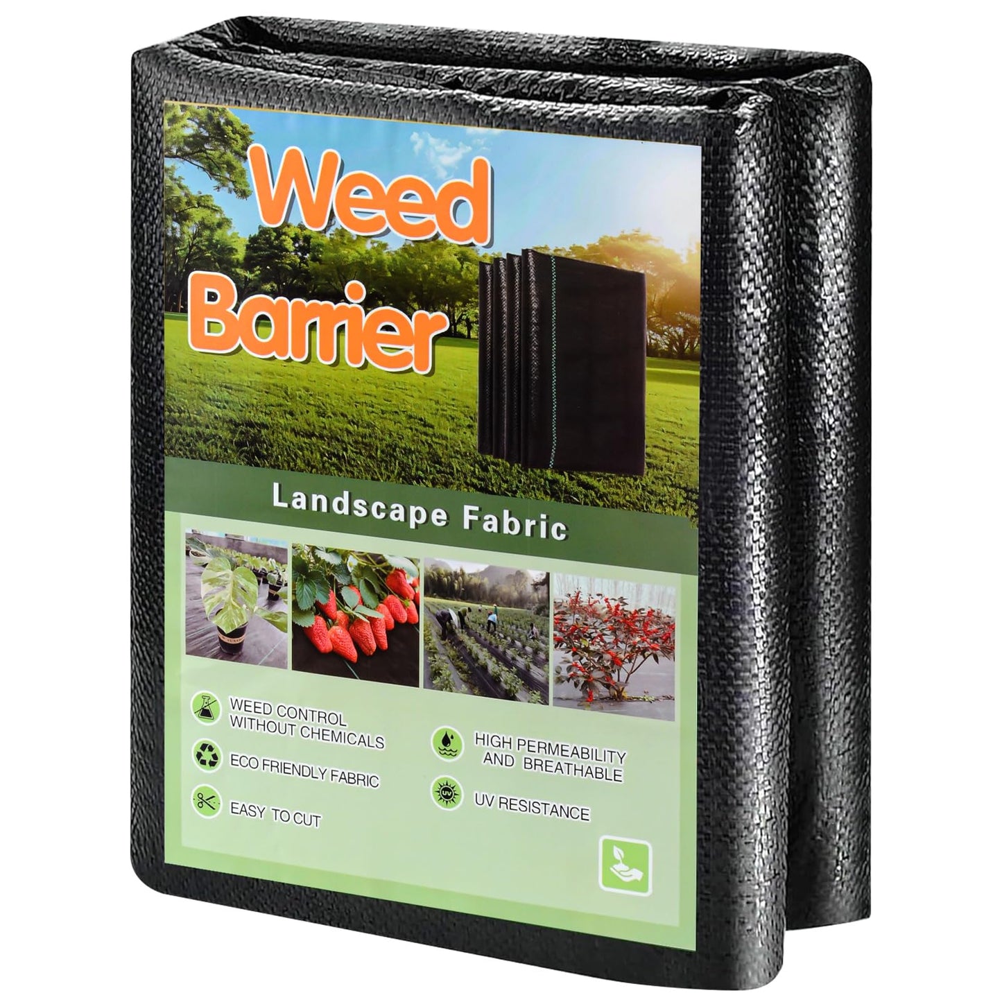 4x100Ft Weed Barrier Landscape Fabric, Heavy Duty Ground Cover Fabric Block, 3.2oz Gardening Fabric Mat, Garden Cloth Felt for Flower Bed, Patio, Orchard, Playground
