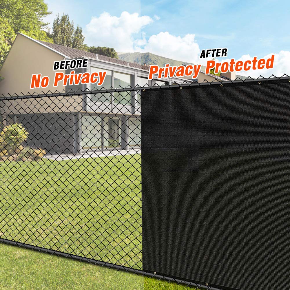 iCover 4x50ft (1.2x15.2m) Fence Privacy Screen, Heavy Duty Privacy Fence Screen, Outdoor Shade Cloth Mesh Barrier, Cable Zip Ties Included, Black