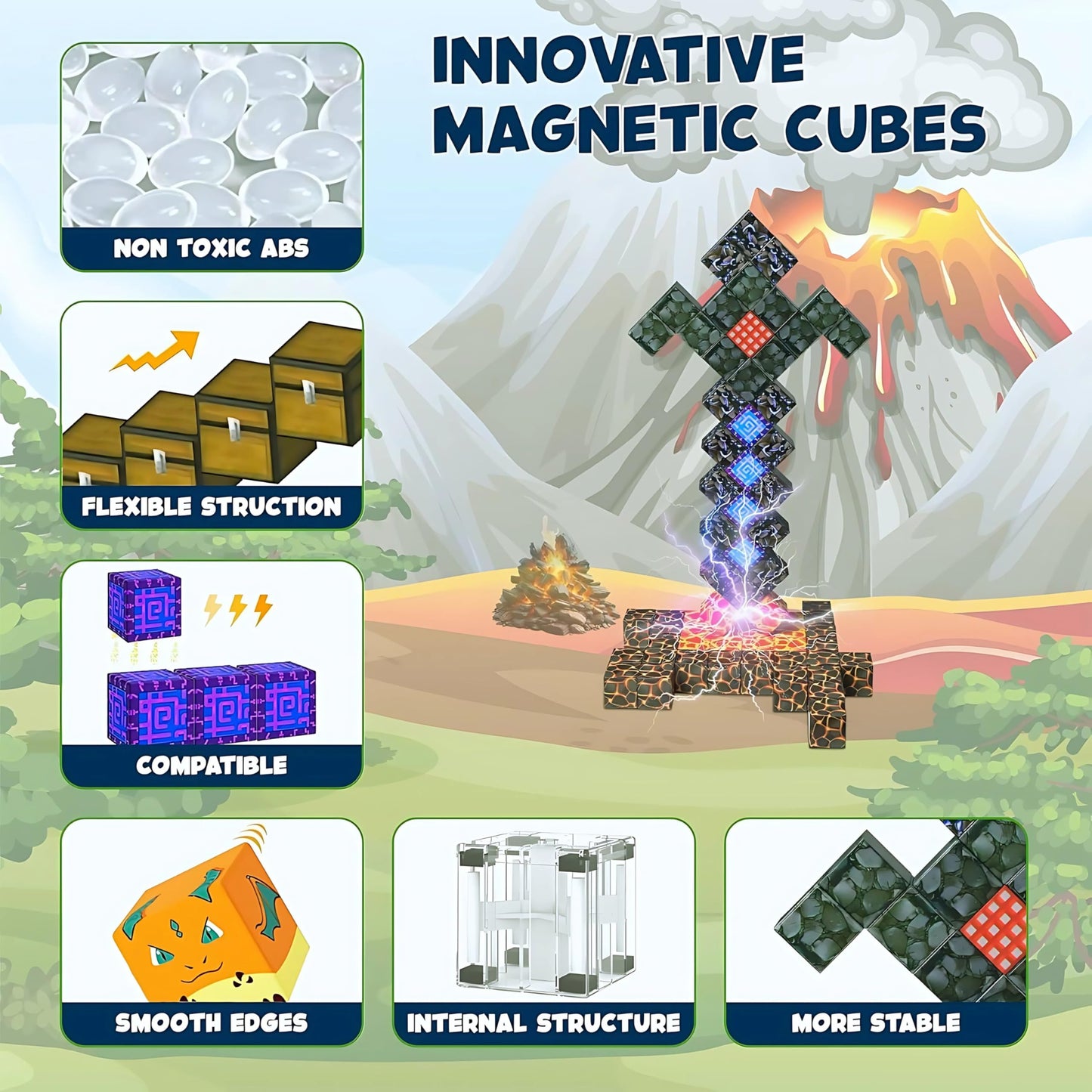 150PCS Magnetic Blocks Building Cubes, STEM Learning Toys Magic Portal Adventure Set, Stacking Blocks Montessori Sensory Games, Educational Birthday Gift for 3 4 5 6 7 8-12 Year Old Boys & Girls