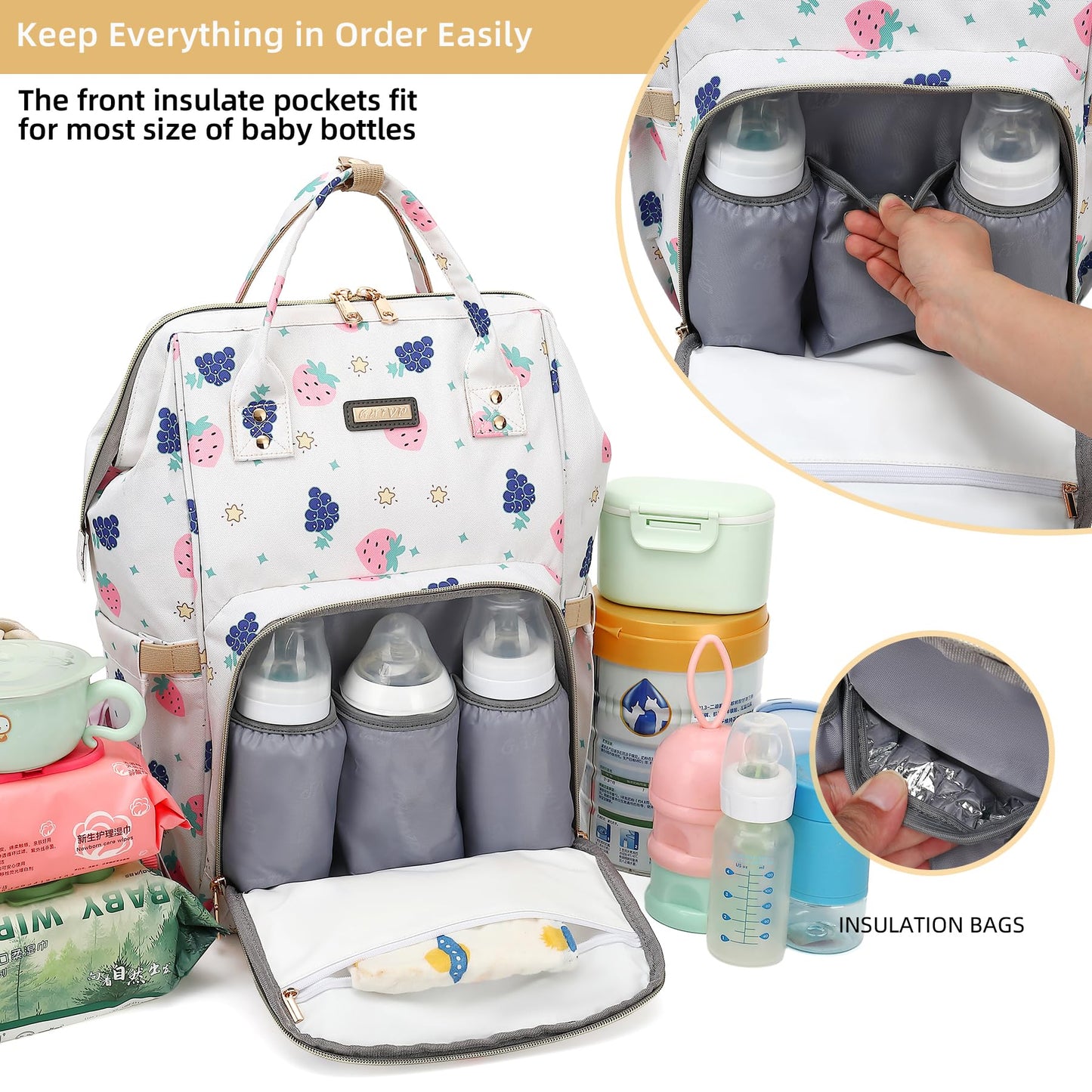 Diaper Bag Backpack for Women, Baby Bags for Girls,Diaper Bag with Changing Pad, and Insulated Pockets
