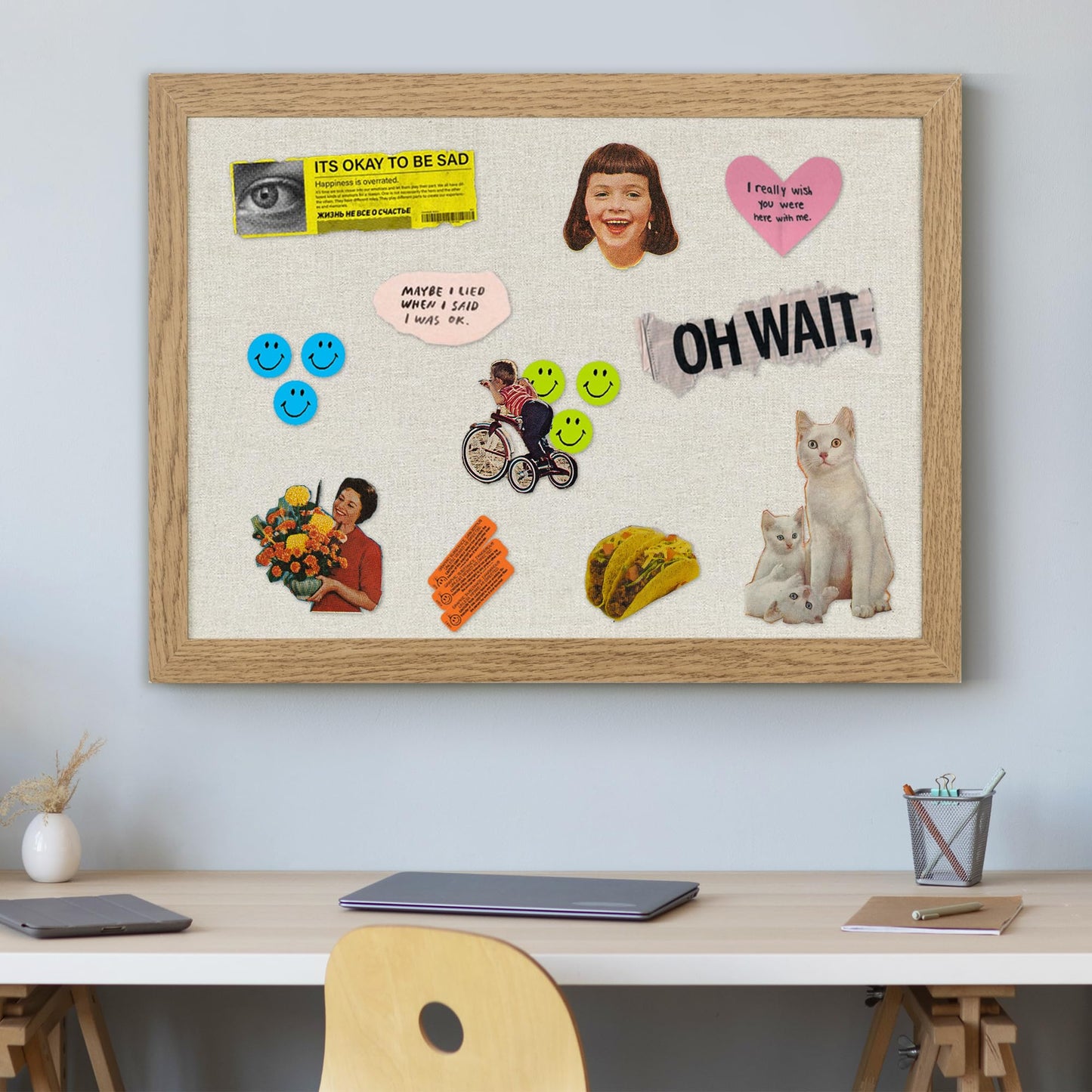 AKTOP 2-Pack Cork Board Bulletin Board with Linen 18" X 24", Large Framed Corkboard for Wall, Hanging Pin Board Picture Board for Home Office Decor, Cute Vision Board with Pushpins (Carbonized Black)