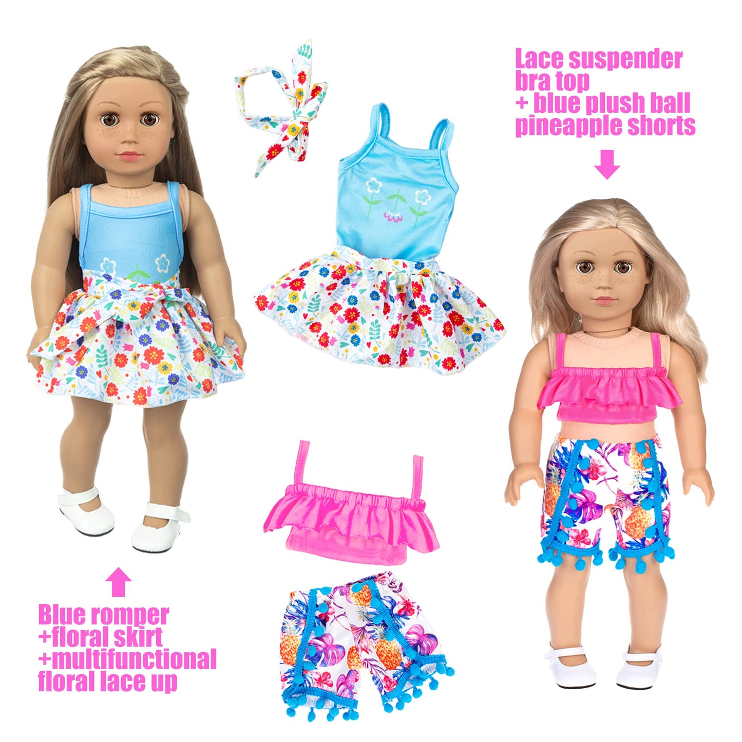 10 Sets 18 inch Doll Clothes and Accessories inlcude Mermaid Shinning Dress Outfits Bikini Hat Handbag (No Doll)
