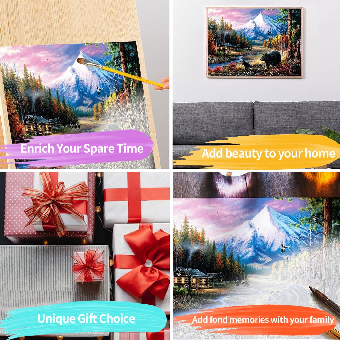 6 Pack Paint by Number for Adult Kits, JATOK 6 Sets Independent of Pigments DIY Landscape Oil Painting by Number Kits on Canvas for Adults Beginners for Home Wall Decoration 12 x 16in/30x40cm,Independent packaging Without Frames