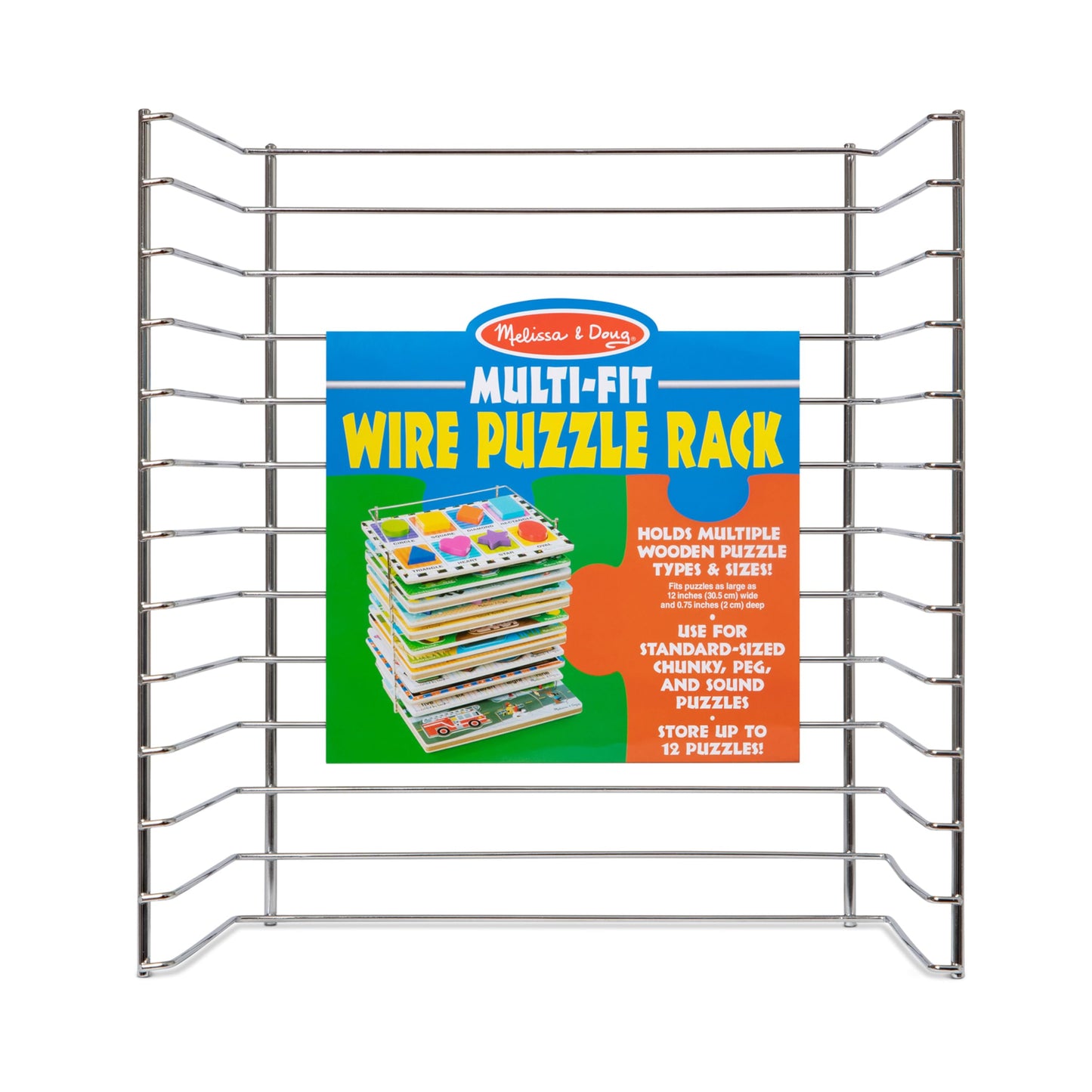 Melissa & Doug Multi-Fit Metal Wire Puzzle Rack 12 Inches Wide and 0.75 Inches DeepPuzzle Holder Rack Storage Organizer for Kids
