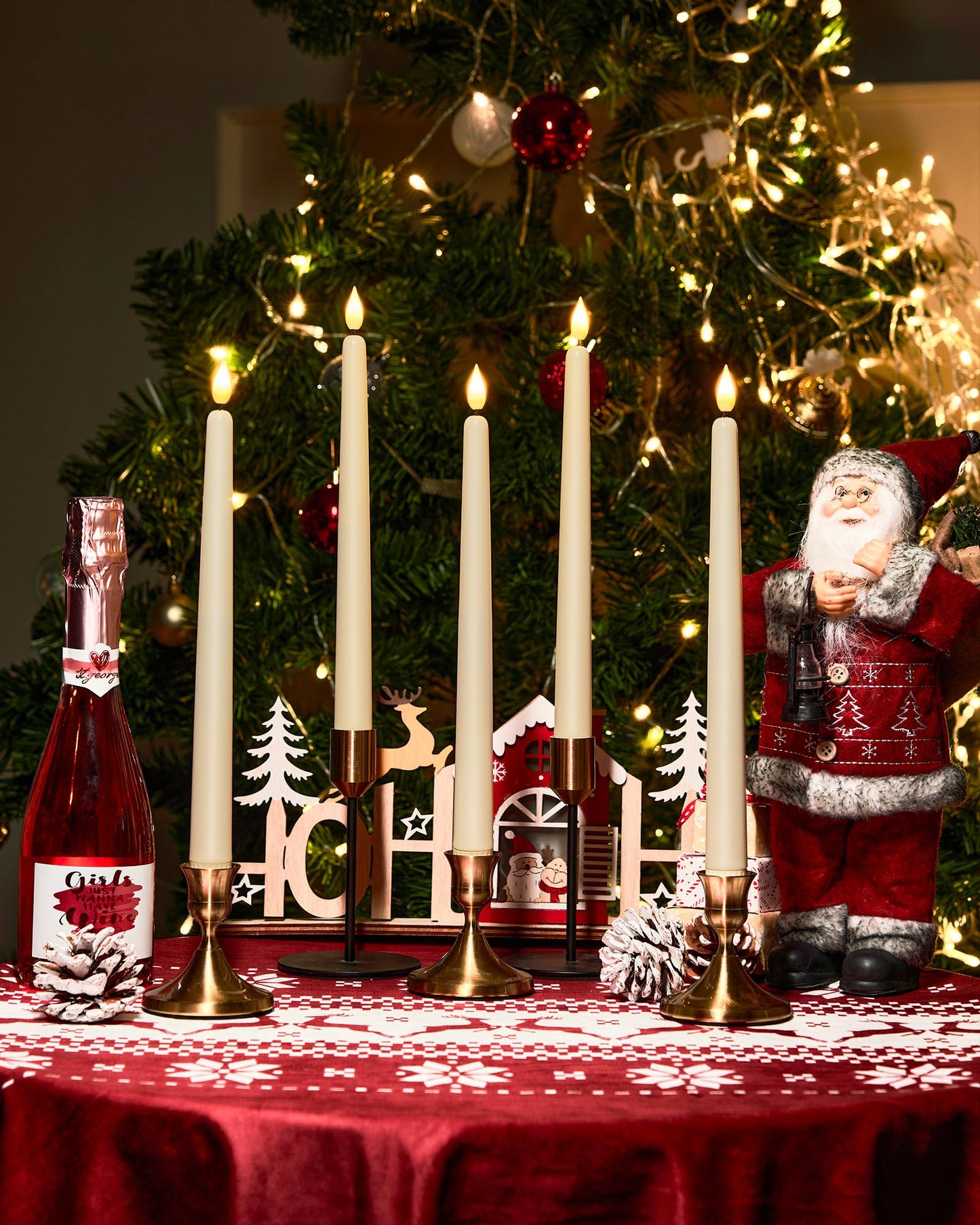 AMAGIC 12 Pcs Flameless Taper Candles with Remote Timer Dimmer, 11 inches, Battery Operated, Plastic LED Candlesticks with Flickering for Halloween Christmas Church Wedding