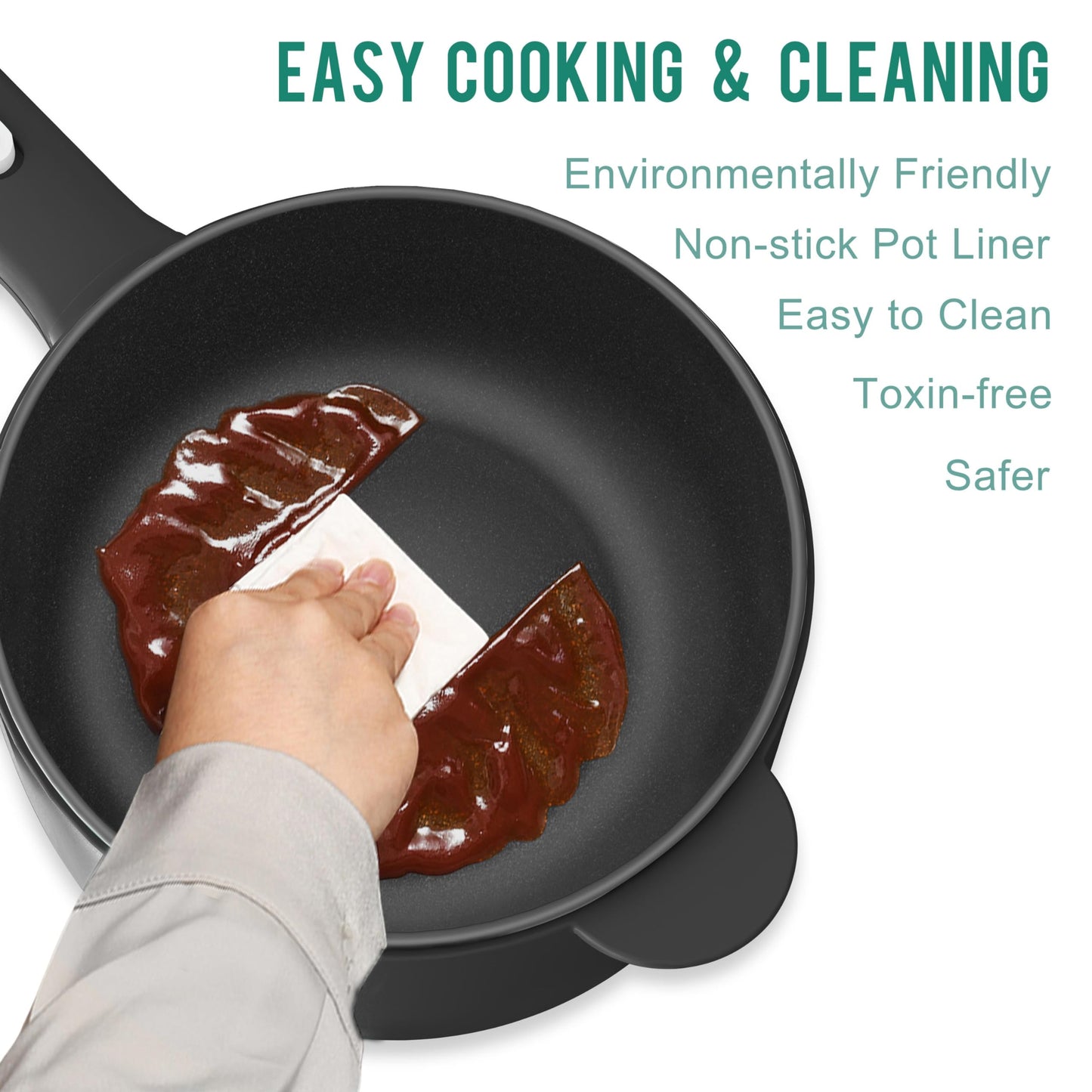 Dezin Electric Cooker, 2L Non-Stick Sauté Pan, Rapid Noodles Cooker, Mini Pot for Steak, Egg, Fried Rice, Ramen, Oatmeal, Soup with Power Adjustment, College Dorm Room Essential(Egg Rack Included)
