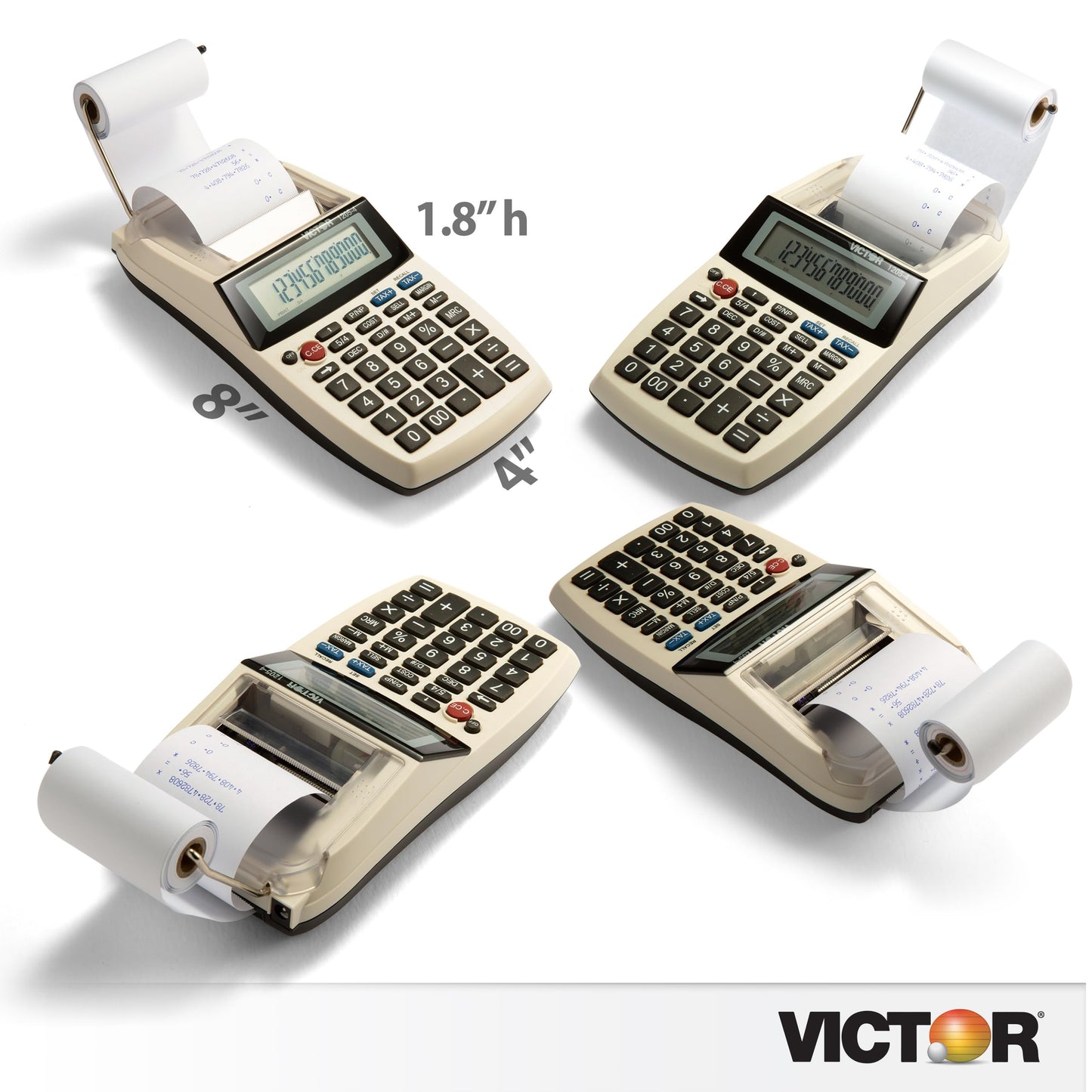 Victor VCT12054 12-Digit Portable Printing Calculator (VCT12054), 1.8" x 4" x 8"