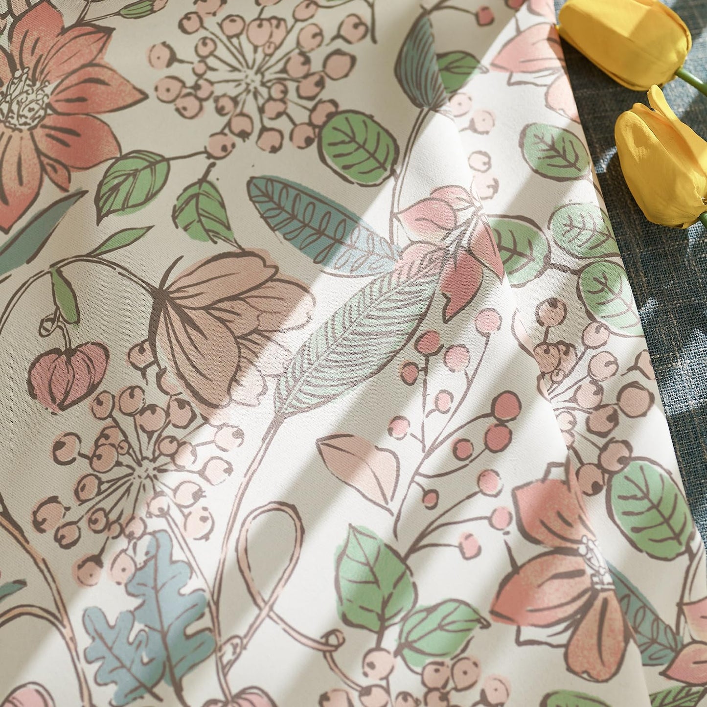 jinchan Nursery Curtains 95% Blackout Pink Floral Curtains for Girls Room 84 Inch Length Farmhouse Drapes for Bedroom Living Room Darkening Window Treatment Grommet Top Set of 2 Panels