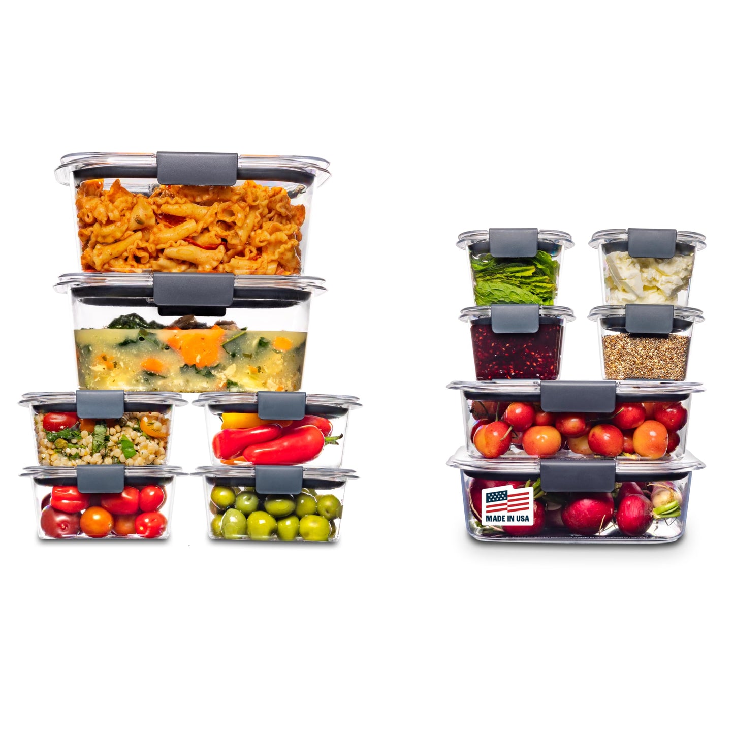 Rubbermaid Brilliance Storage Plastic Lids | BPA Free, Leak Proof Food Container, Clear, 24-Piece