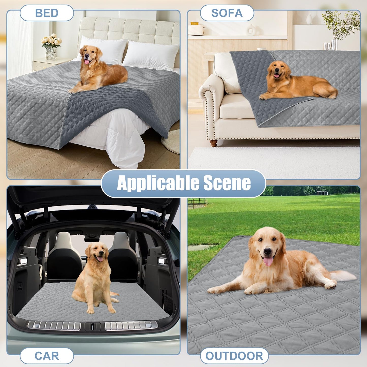 smiry Waterproof Dog Bed Cover Blanket, Leakproof Reversible Sofa Cover Couch Cover, Washable Pet Blanket for Sofa, Couch, Furniture (68x82 Inch, Grey/Dark Grey)