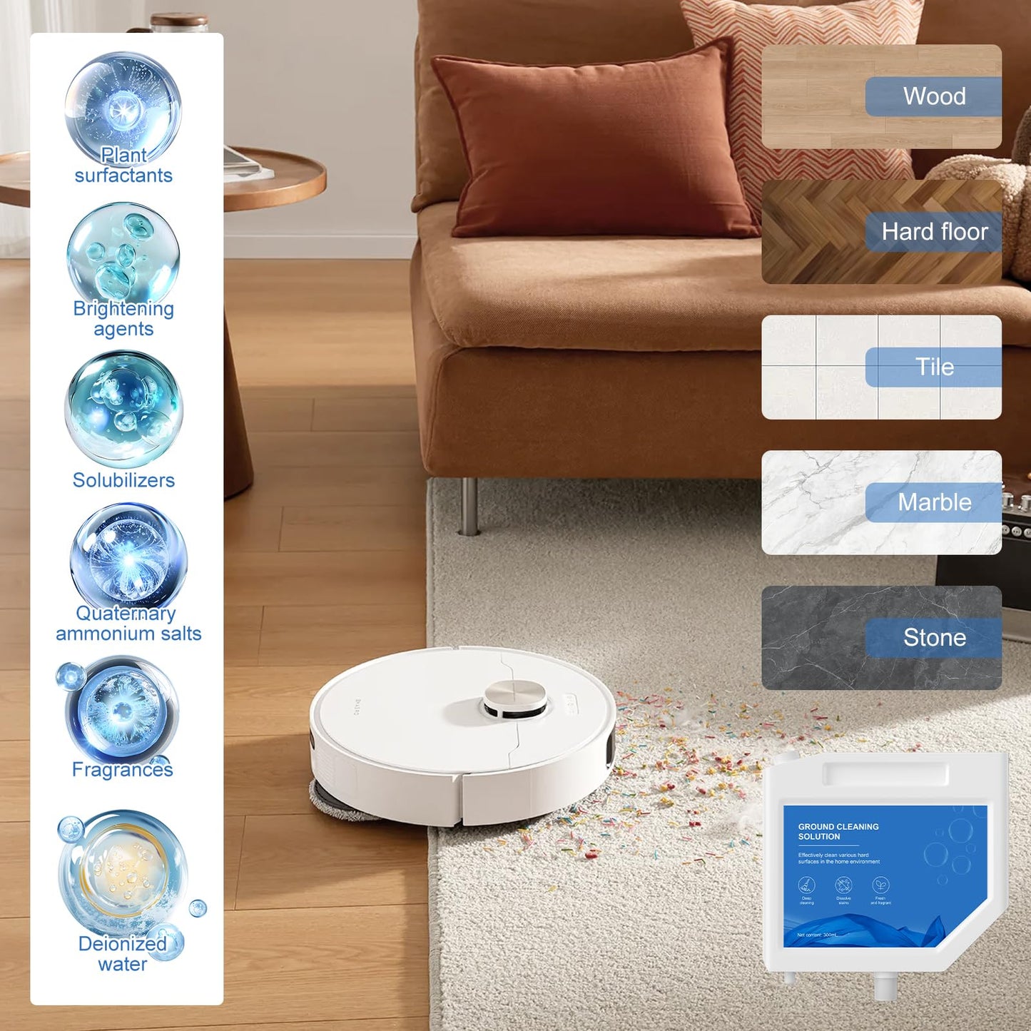 3pcs Compatible with Dreame Vacuum Cleaner Solution, Multi-Surface Floor Cleaning Solution Compatible with L10s Ultra Robot Vacuum (31.74 Fl Oz) (3 bottle)