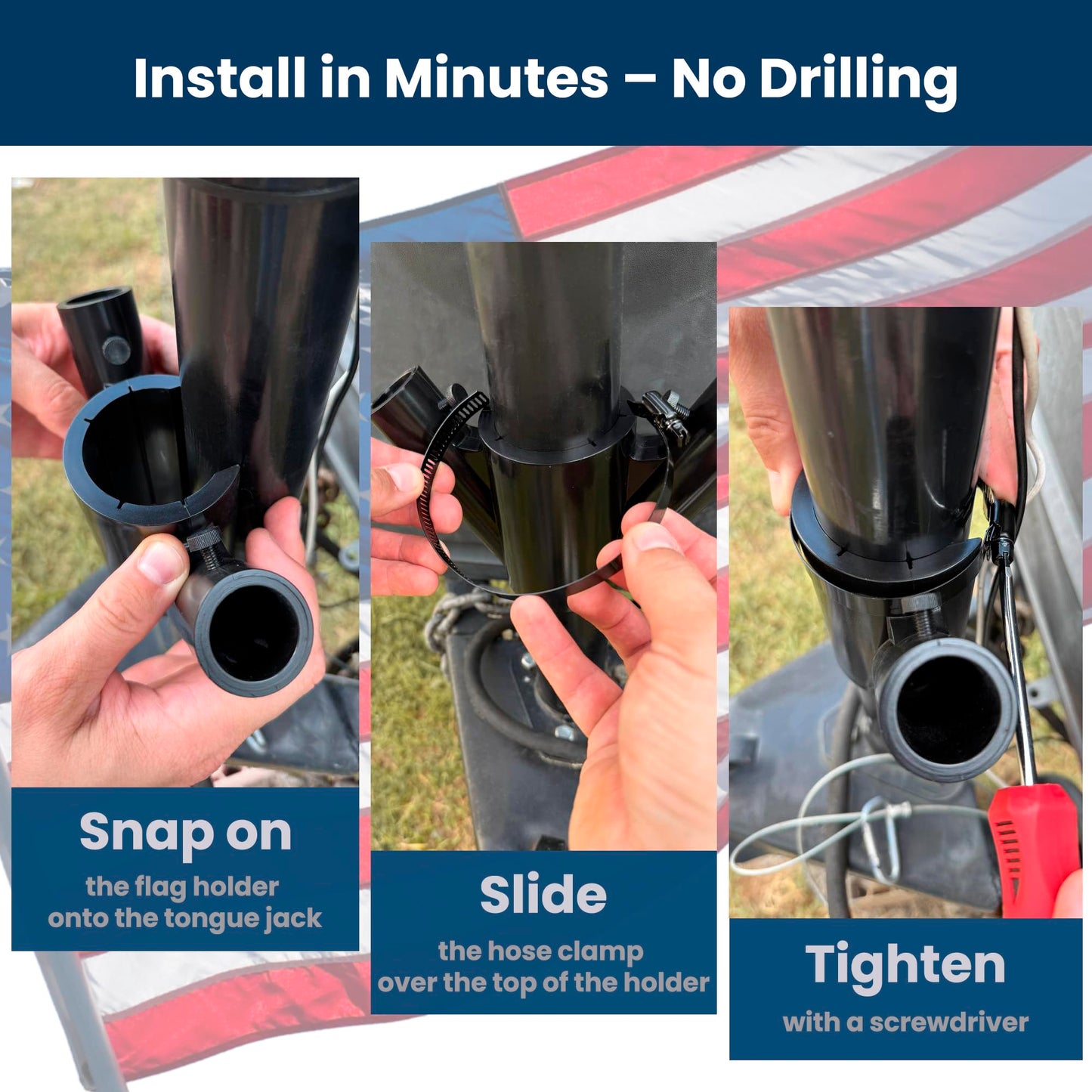 Camper & RV Accessories: Heavy Duty Dual RV Flag Pole Mount - Easy no Drilling Installation for Campers and Travel Trailers - Proudly Show Your Patriotism