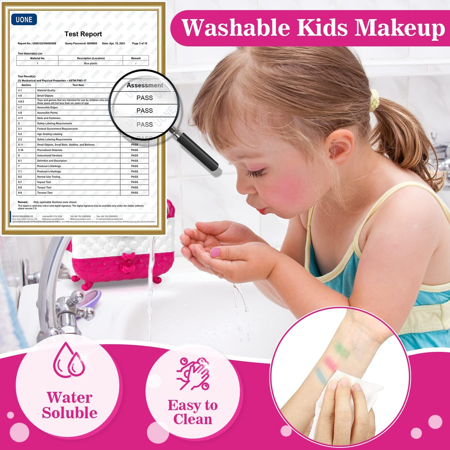 Flybay Kids Makeup Kit for Girls, Washable Girls Makeup Kit Kids Toys, Children Princess Pretend Play Make Up Set for Girl, Christmas Birthday Gifts for Girl Age 3-12