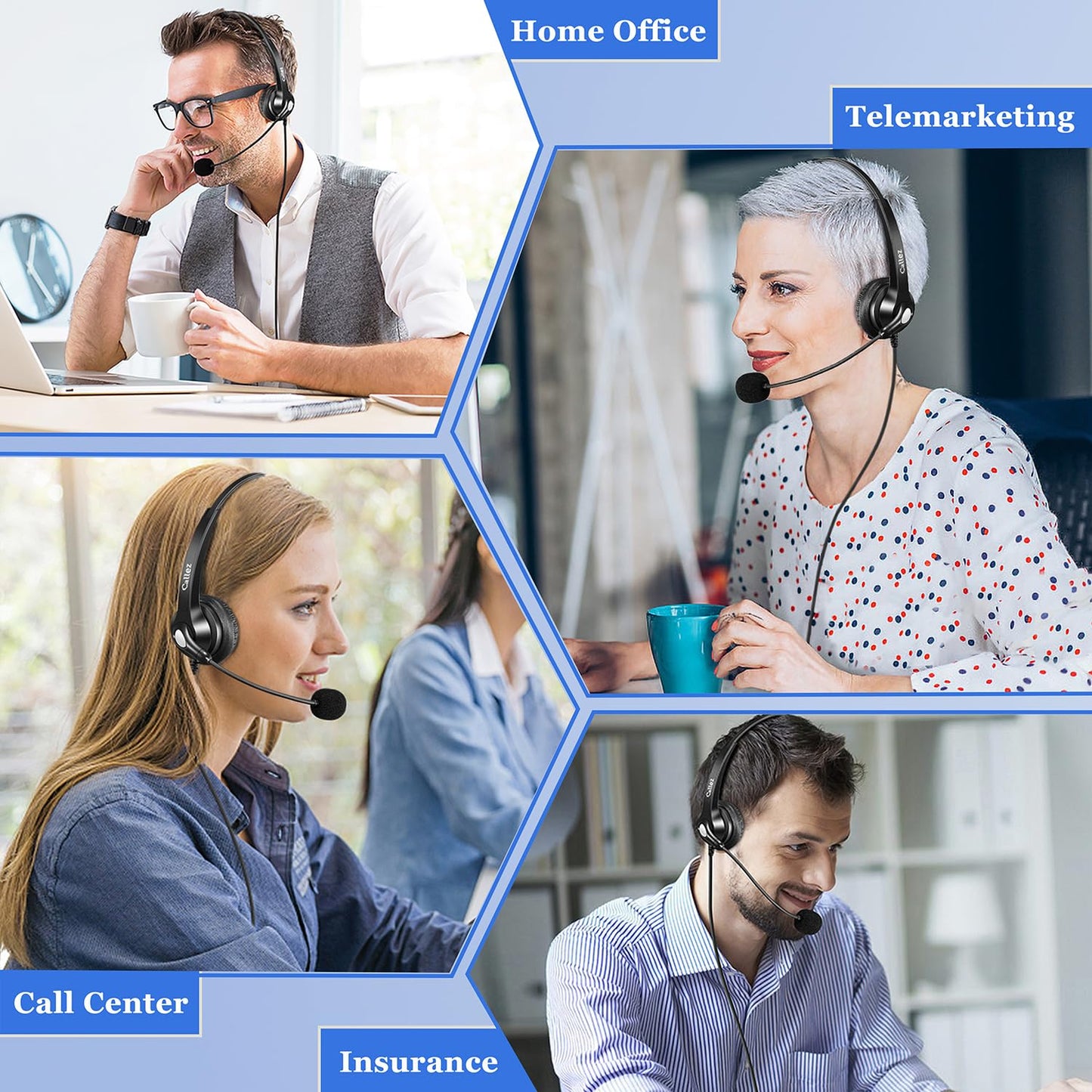 Callez Phone Headset for Yealink Office Phone with Noise Cancelling Mic, RJ9 Mono Telephone Headset Compatible with Yealink T20P T33G T46G T48G T46S T48S T53W T54W Avaya 1608 9608 J179
