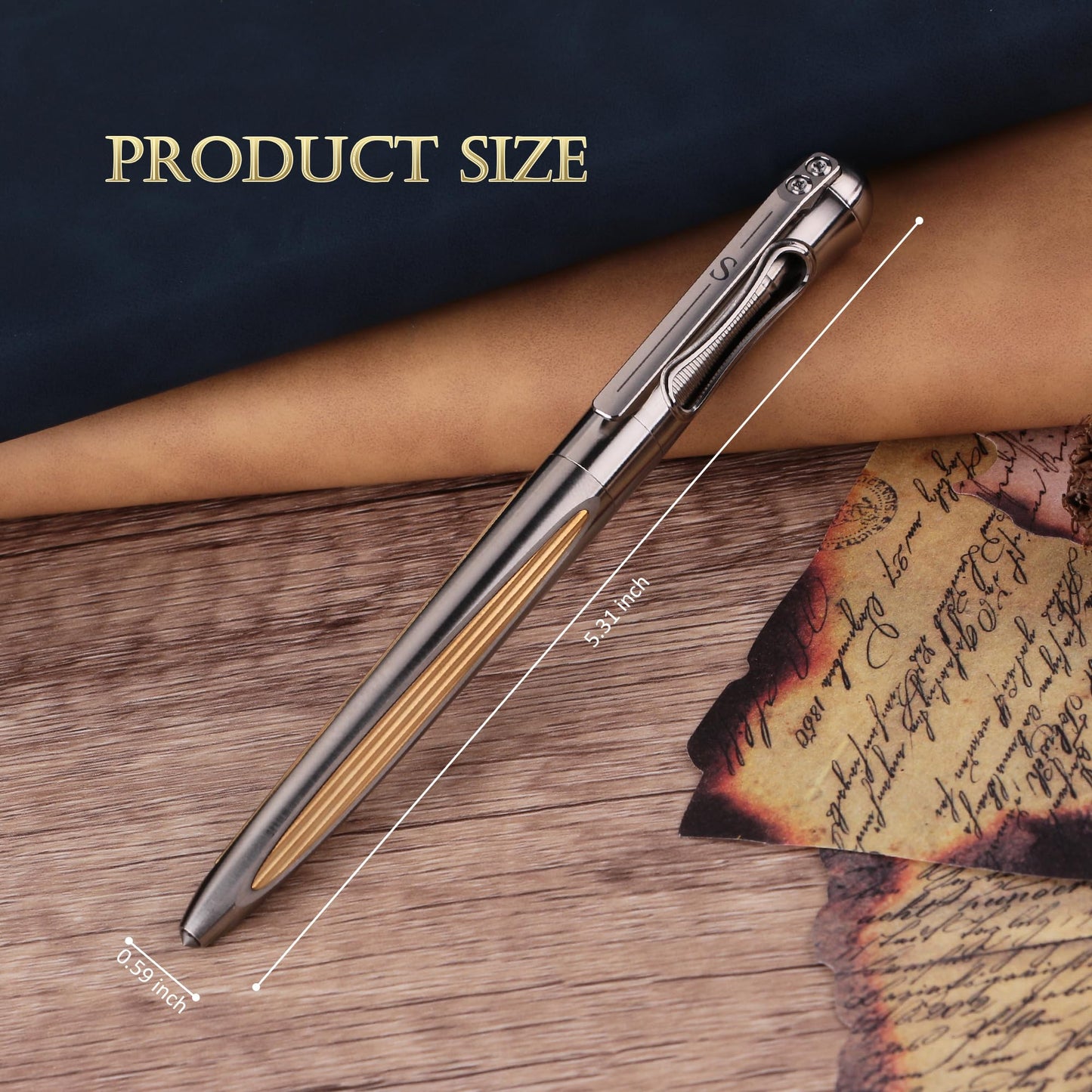 SMOOTHERPRO Titanium Ballpoint Pen Compatible with Parker Refill for EDC Men Women Business Signature Writing Journaling Gift Color Stone Wash Gray(TA02)