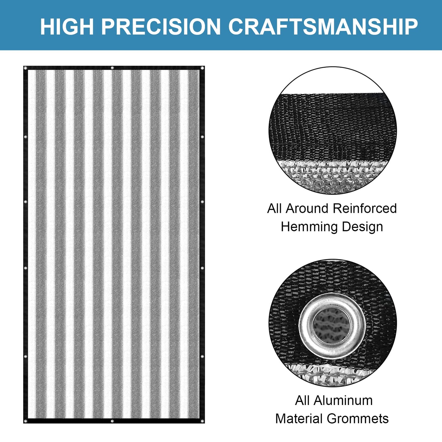 Balcony Privacy Screen 3.0ft x 20ft 2 Pack, Heavy Duty UV Protection Heat Resistant Privacy Curtain for Balcony, Outdoor Privacy Screen with Cable Ties and Rope for Home, Balcony, Garden, Grey White