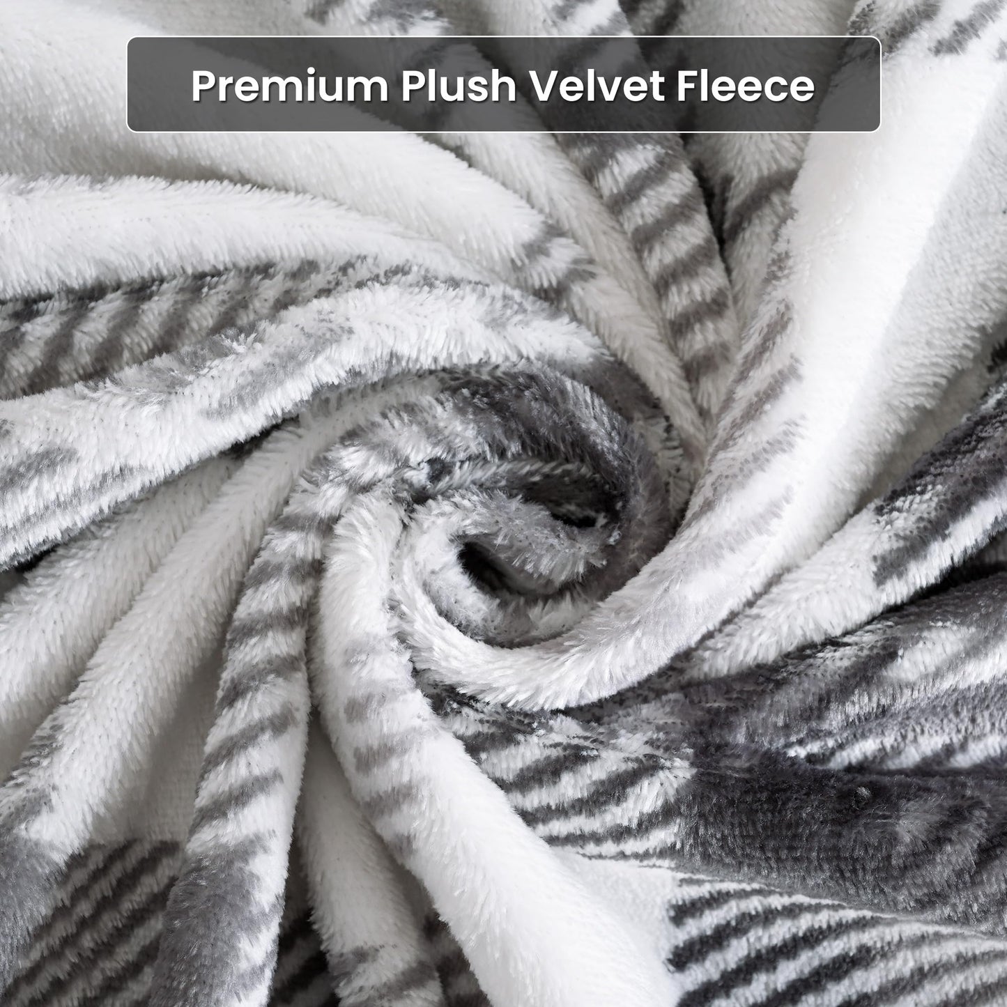 Viviland Plush Micro Fleece Queen Bed Sheet Set - Soft Fuzzy Polar Fleece Velour Velvet Sheets - Extra Warm Winter Fleece Bed Sheets with 15" Deep Pocket - Grey Plaid - Queen