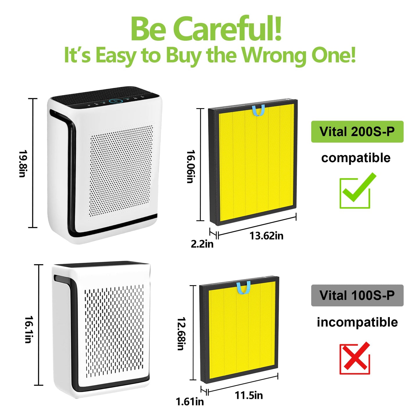 Vital 200S Replacement Filter Compatible with LEVOIT Vital 200S-P Air Purifier, 3-in-1 H13 True HEPA High-Efficiency Activated Carbon Filter LRF-V201-YUS (Enhanced Vital 200S)