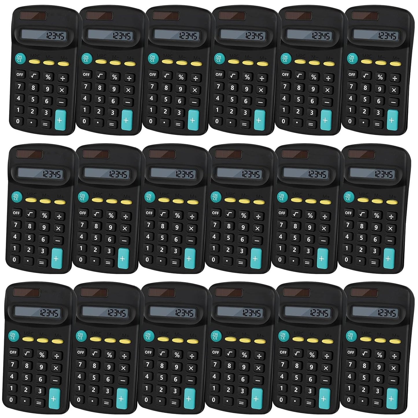 Pocket Size Basic Calculator, 20 Pieces Student Function Solar Battery Dual Power Mini Calculator for Student Kids School Home Office Desktop Accounting Tools, Black