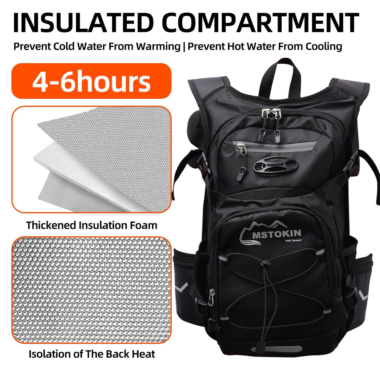 MSTOKIN Hydration Backpack Hydration Pack Hiking Backpack with Water Bladder for Kids Man Women Lightweight Water Backpack Hydration Bag Hiking Bag for Cycling Biking Climbing(Black)