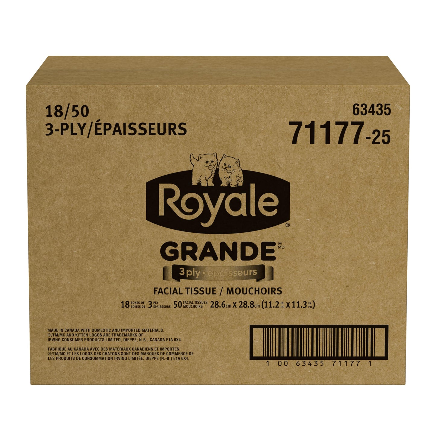 Royale 3 Ply Facial Tissues, Bigger Stronger & Softer Sheets, 18 Boxes, 50 Tissues Per Box