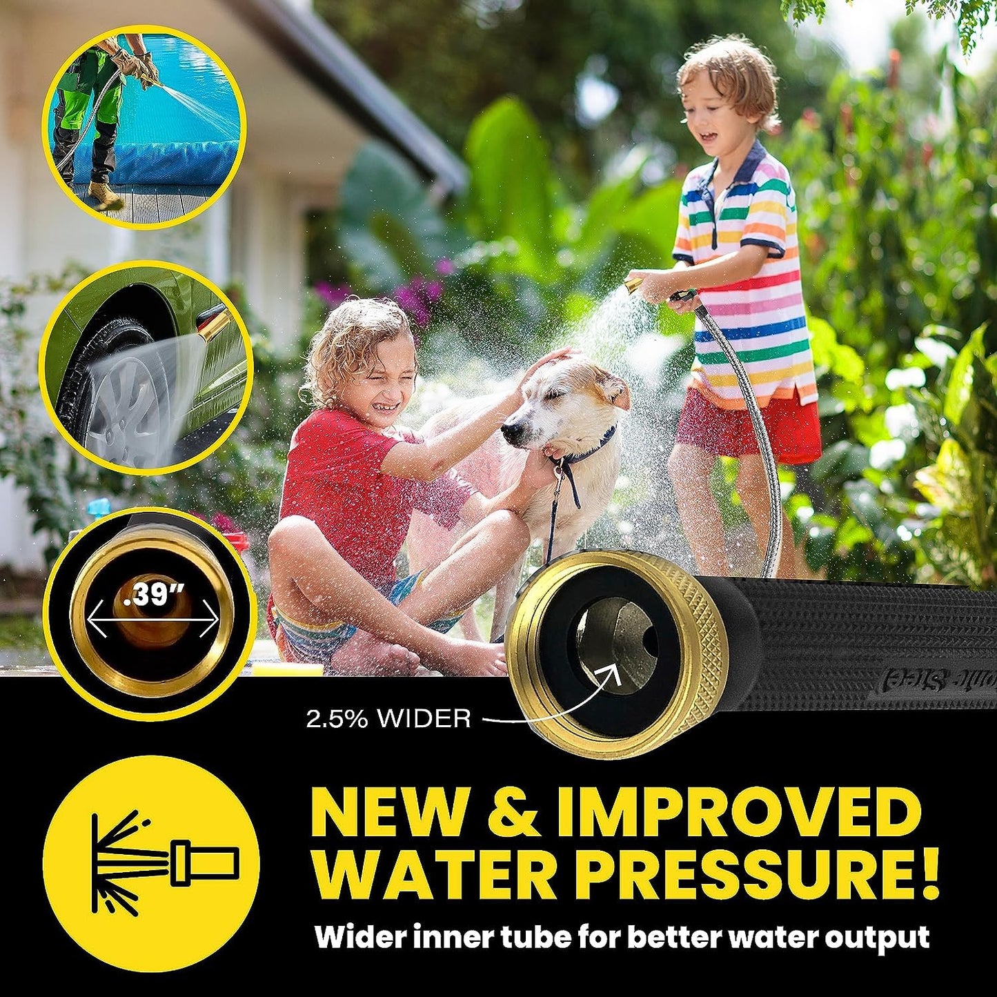 Bionic Steel Pro Metal Garden Hose 100ft, Rust Proof 304 Stainless Steel Water Hose with Brass Fittings, Flexible & Heavy Duty Hose, Lightweight, Kink Free & Easy Coil Outdoor Hose- 2021 Model
