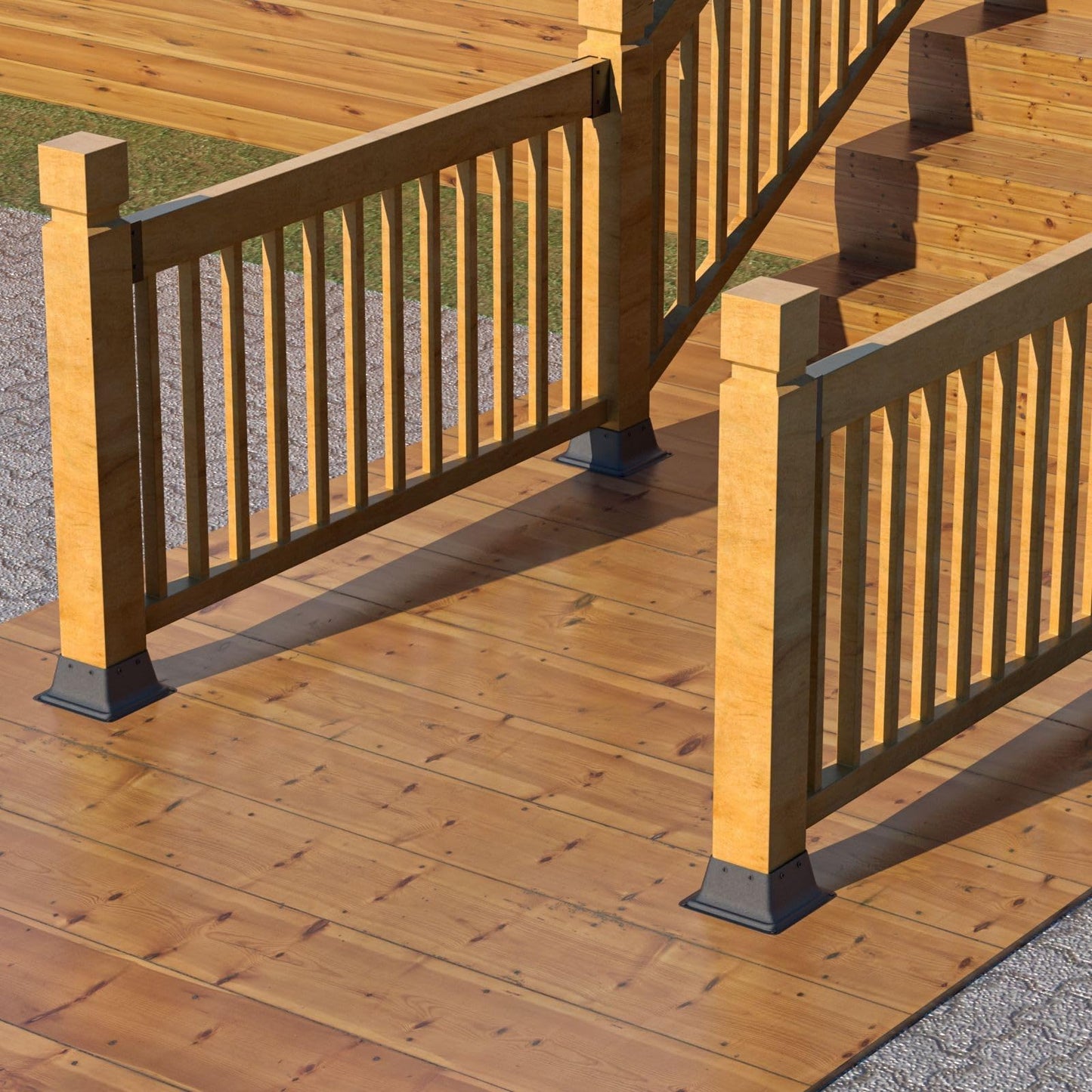 ORIGLE 4x4 Post Base 4Pcs, Internal 3.58"x3.58" Heavy Duty Powder-Coated Steel Post Bracket Fit for Standard Wood Post Anchor, Decking Post Base for Deck Porch Handrail Railing Support
