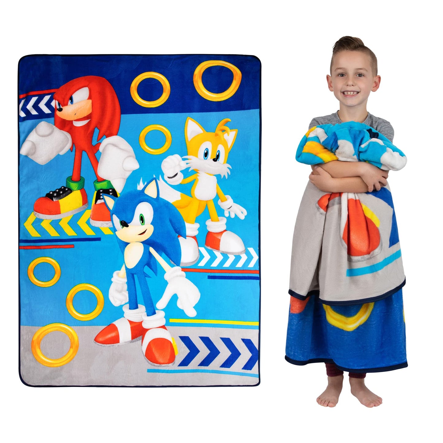 Franco Kids Bedding Ultra Soft Plush Micro Raschel Blanket, 62 in x 90 in, Sonic The Hedgehog