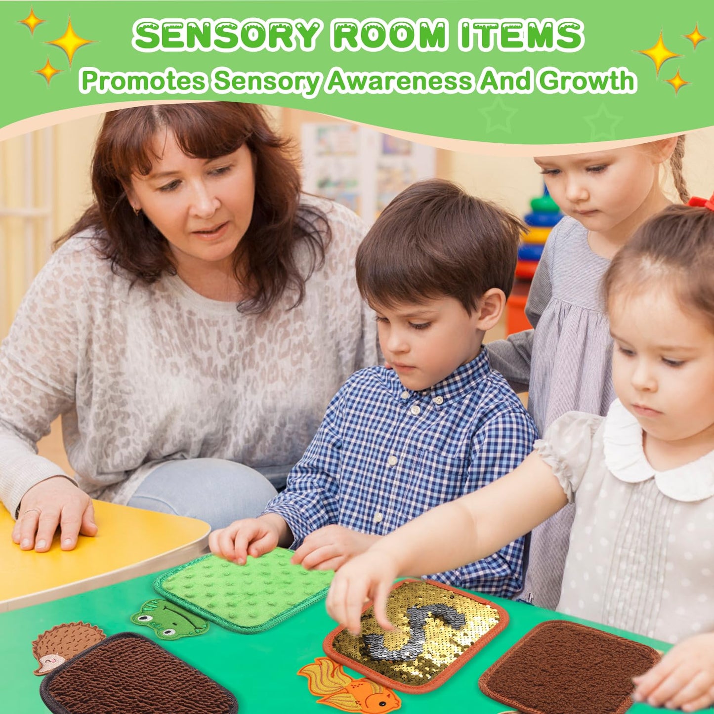 8 Set Different Textures Sensory Mats for Sensory Walls Sensory Floor Tiles Sensory Room Items Early Sensory Tactile Training, Autistic Children Special Education Classroom Must Haves