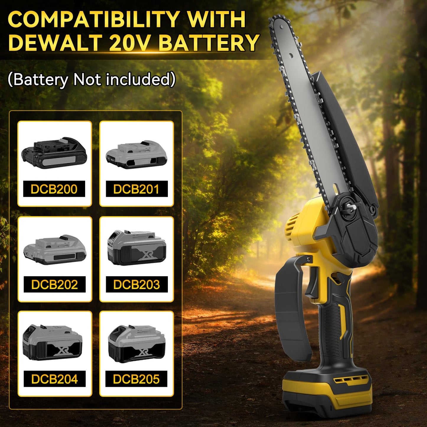 2 in 1 Electric Pole Saw 8 Inch Mini Cordless Chainsaw Compatible for Dewalt 20V Battery with 2.5M Telescope, Brushless Chainsaw for Pruning Branches Garden Maintenance (No Battery)